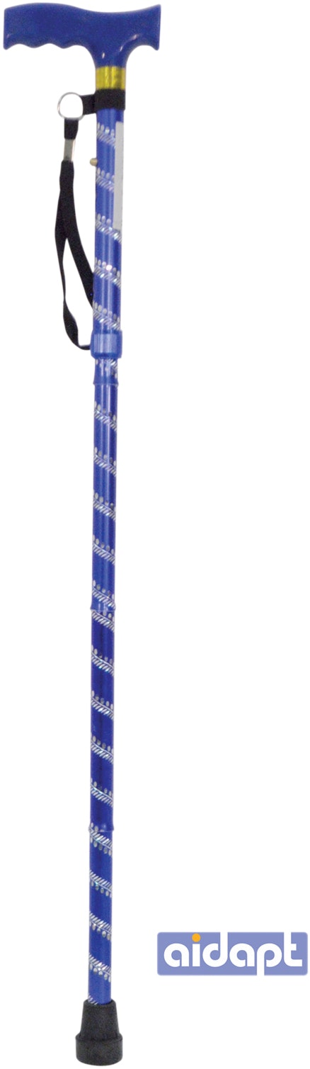 Aidapt Blue Extendable Plastic Handled Walking Stick With Engraved Pattern