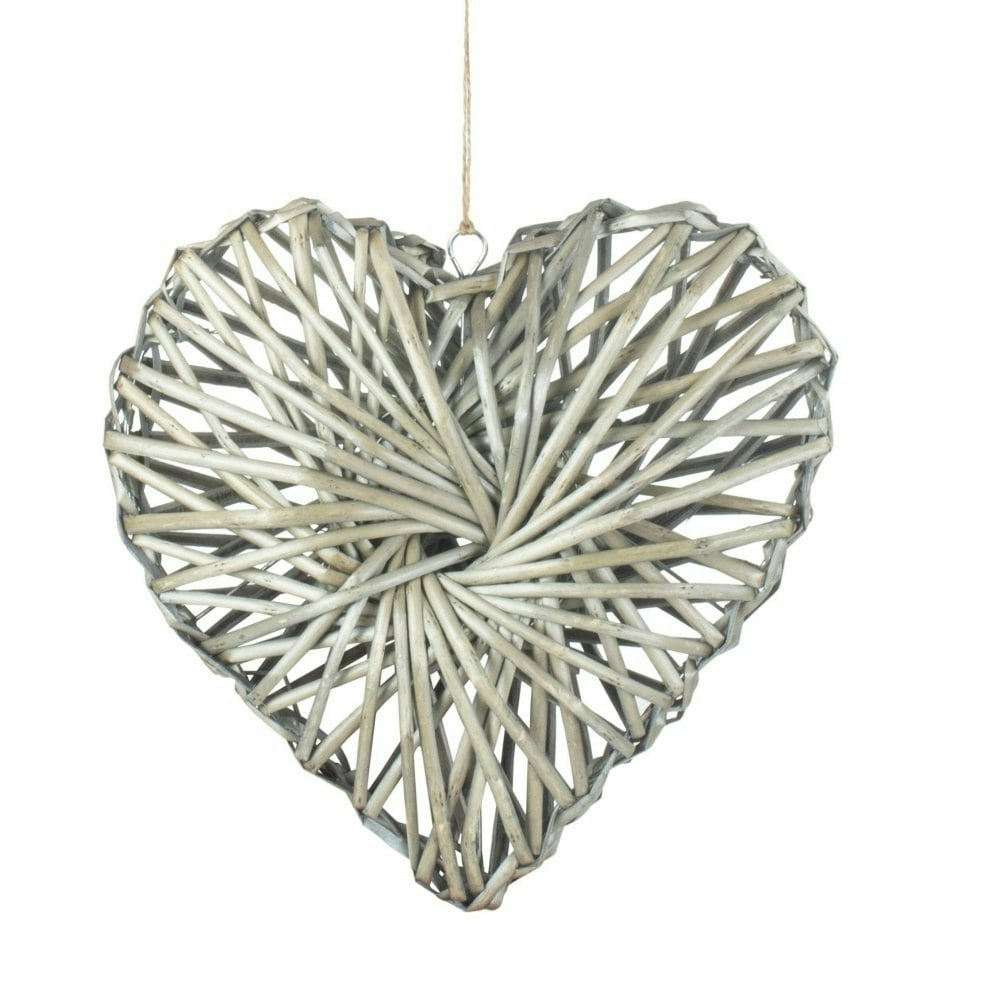 Red Hamper Red/Grey Hamper Wicker Heart Wreath Wash Finish - Small