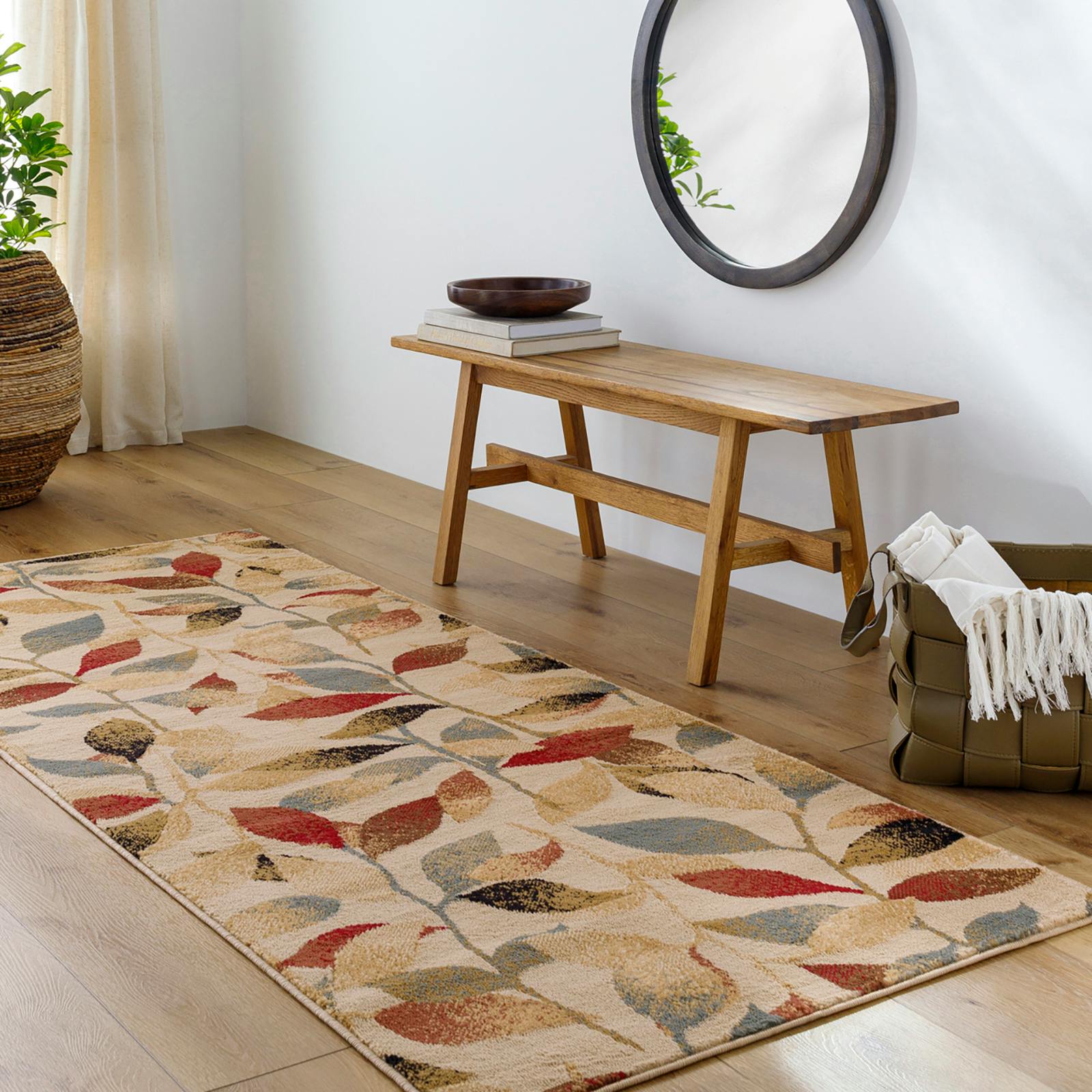 Photos - Area Rug Rackhams Riley-Modern Beige Green Brown Graphic Rug - 80 x 220 cm