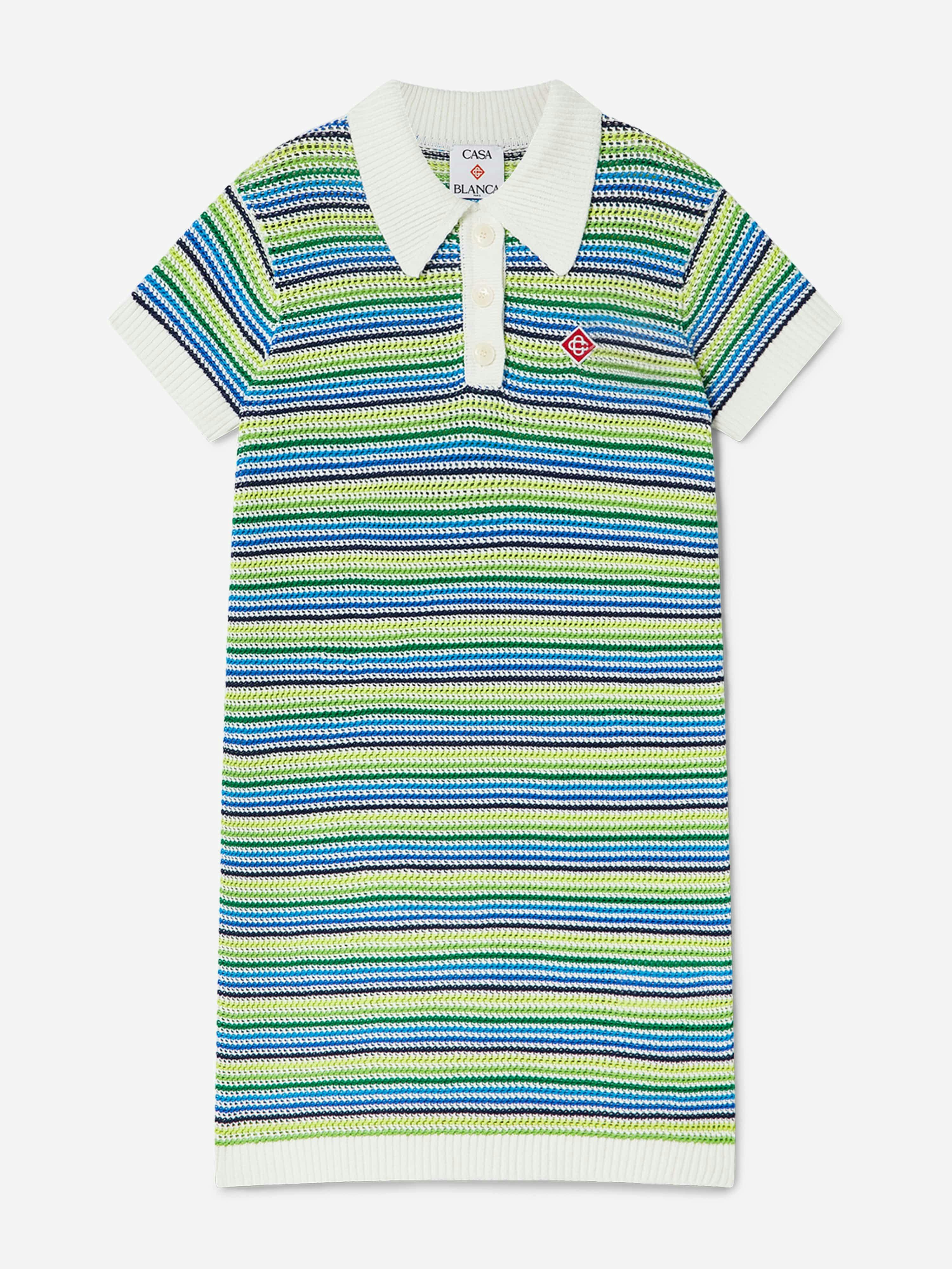 Casablanca Girls Green Striped Polo Dress In - 7 - 8 Yrs