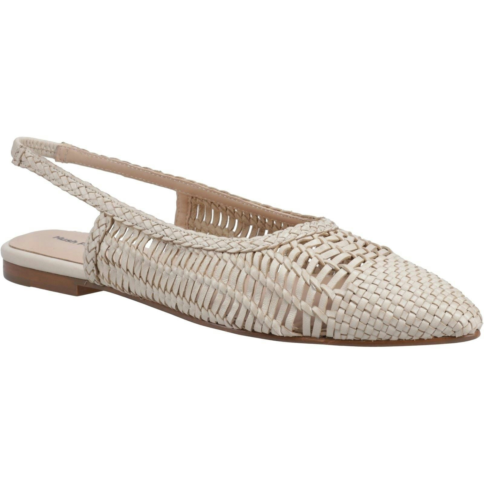 Hush Puppies Women's Cream Dalia Woven Leather Flats - Size 7