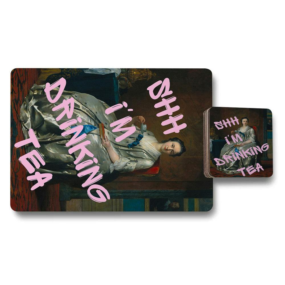 Rackhams Set Of 12 Placemats And Coasters With Designer Artwork And Wood Bottom