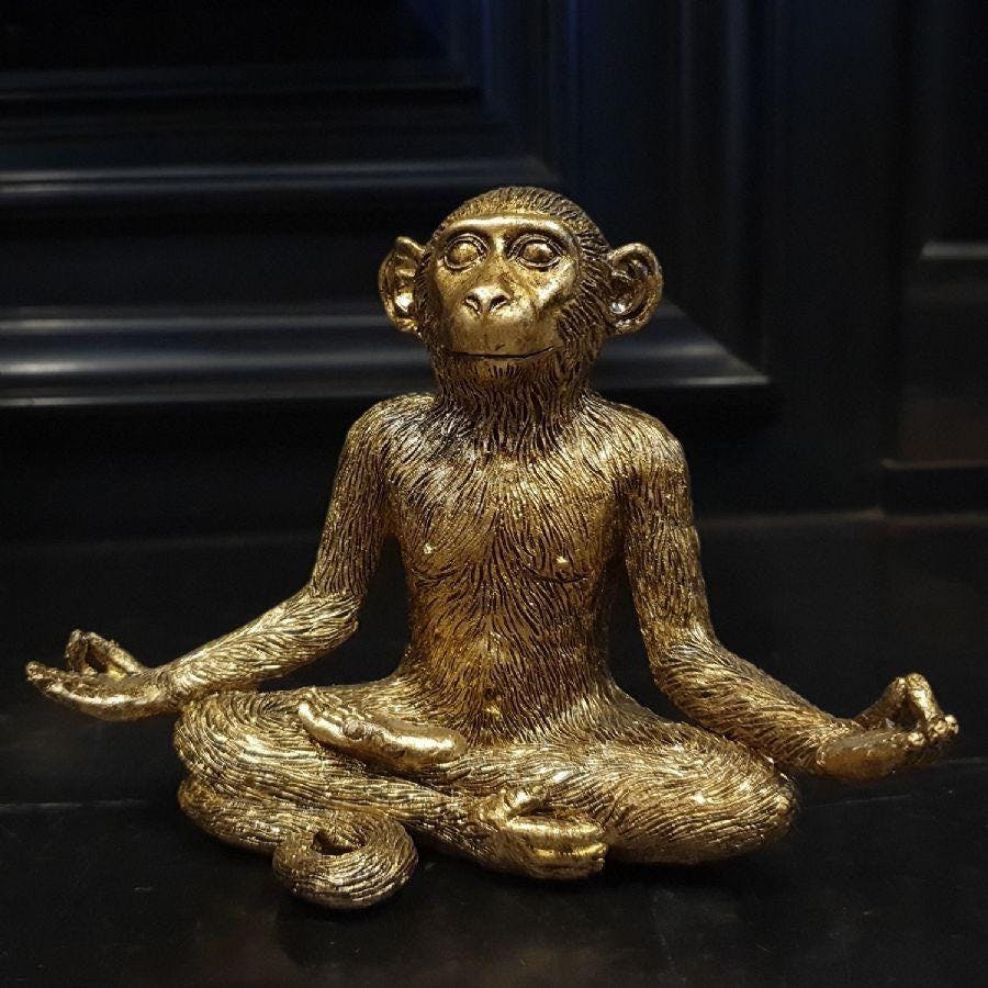 Spa Golden Meditating Lord Yoga Monkey Figurine Home Decor