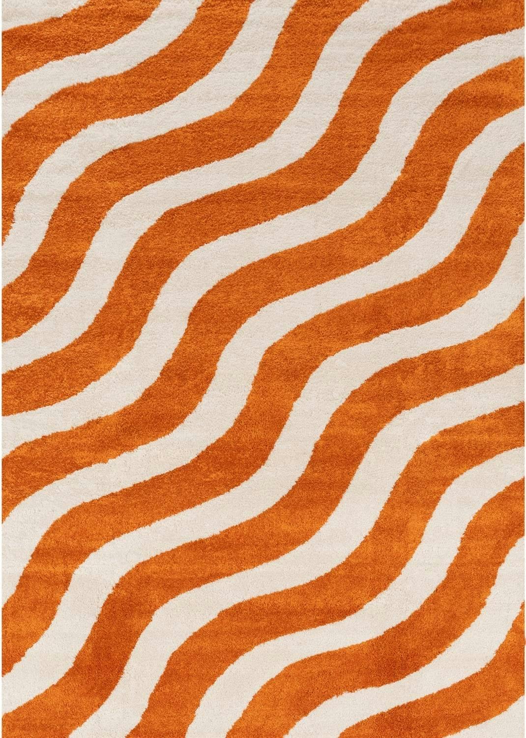 Rackhams Orange/White Joli Wave & Rug - 160X230 Cm