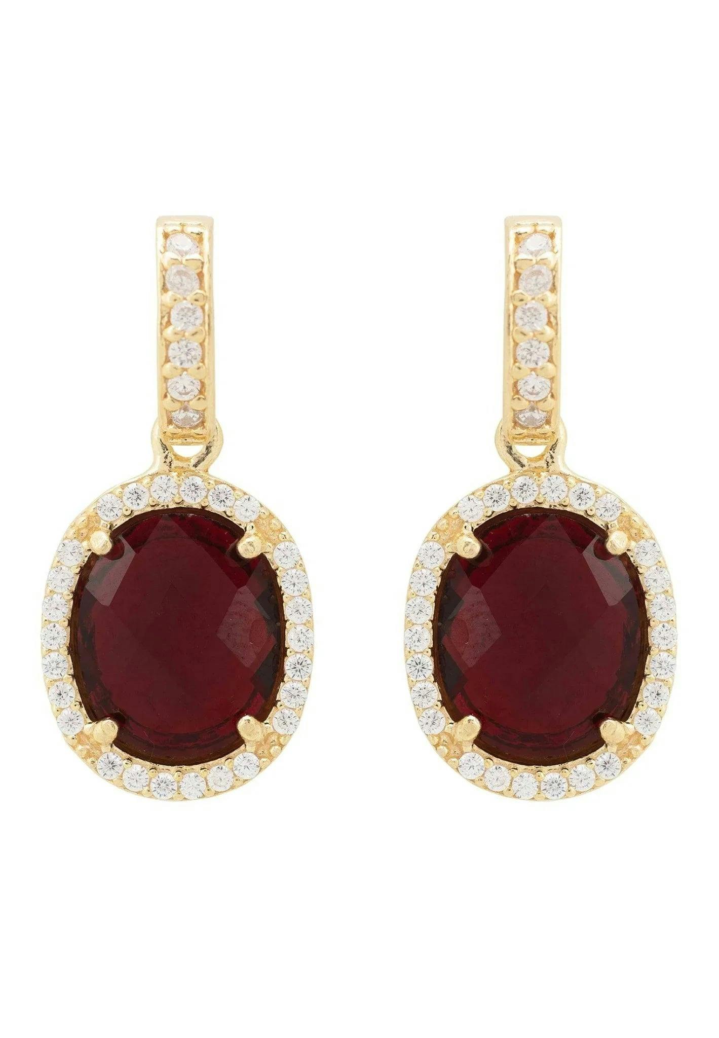 Latelita Gold Beatrice Oval Gemstone Drop Earrings Garnet