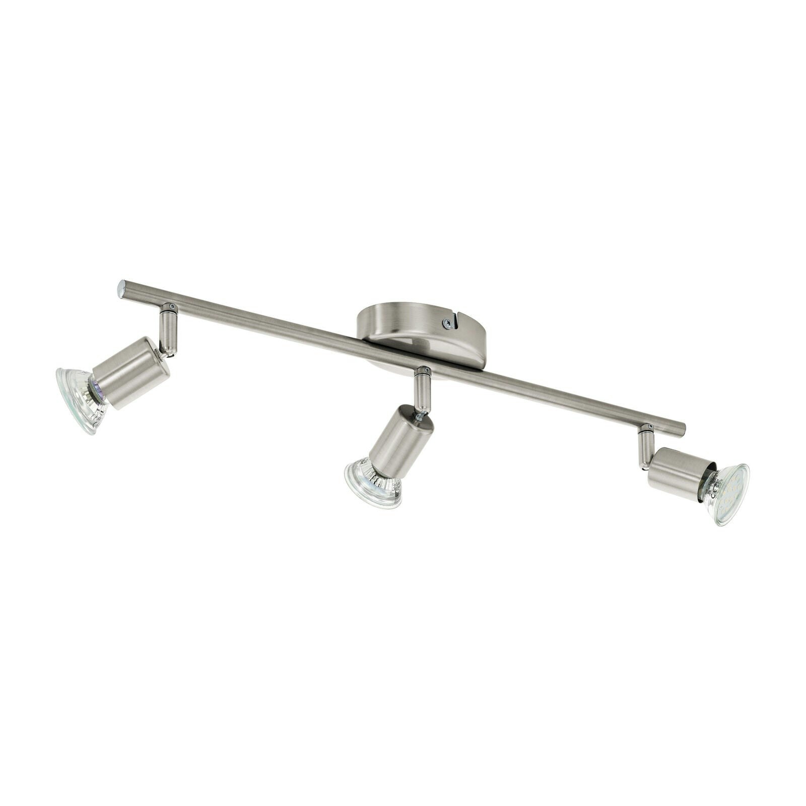 Loops Light Flush Spot Ceiling Colour Satin Nickel Steel Bulb Gu10 3X3w Included Size 3