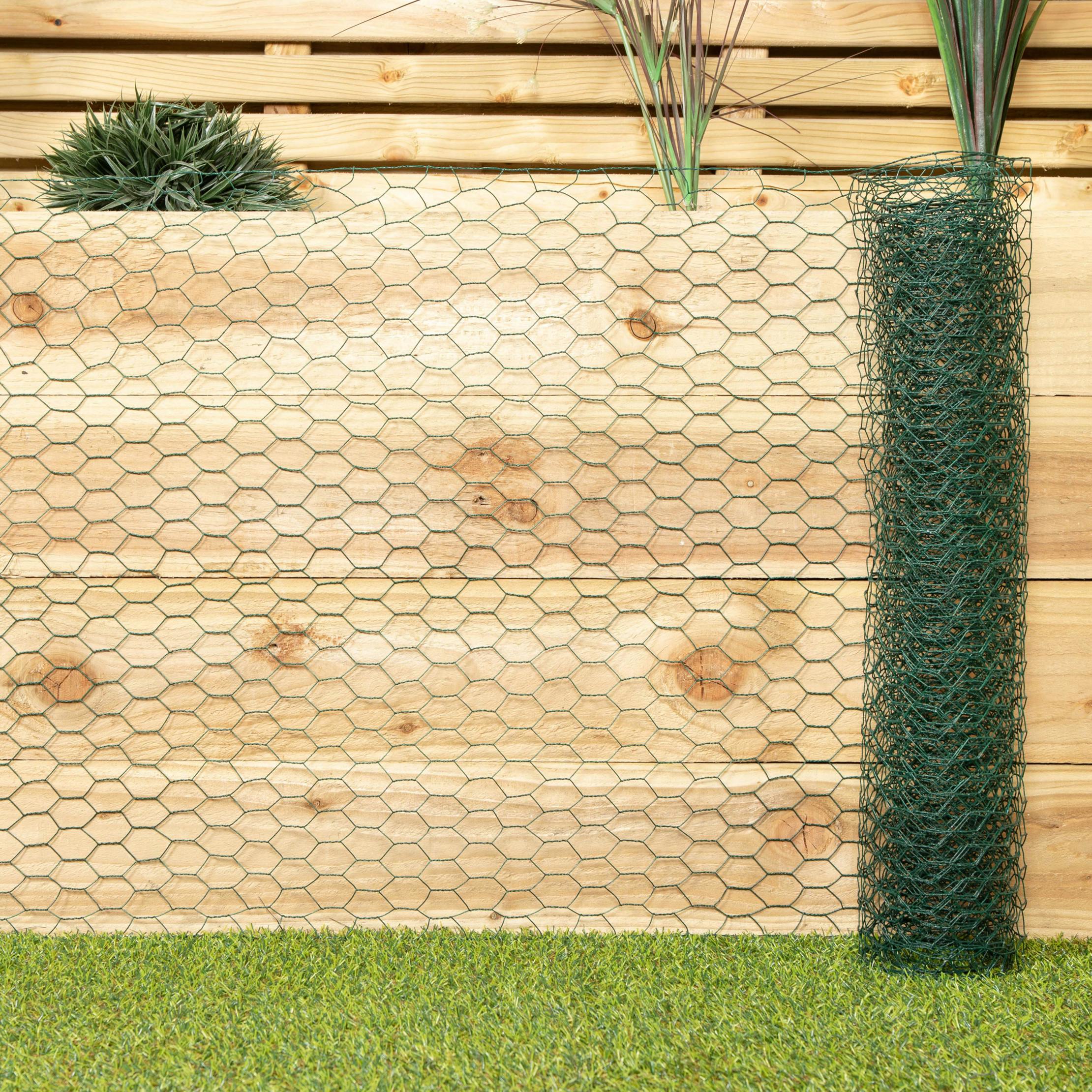 Rackhams Green 5M X 0.6M X 25Mm Pvc Coated Galvanised Chicken Garden Wire Netting / Fencing