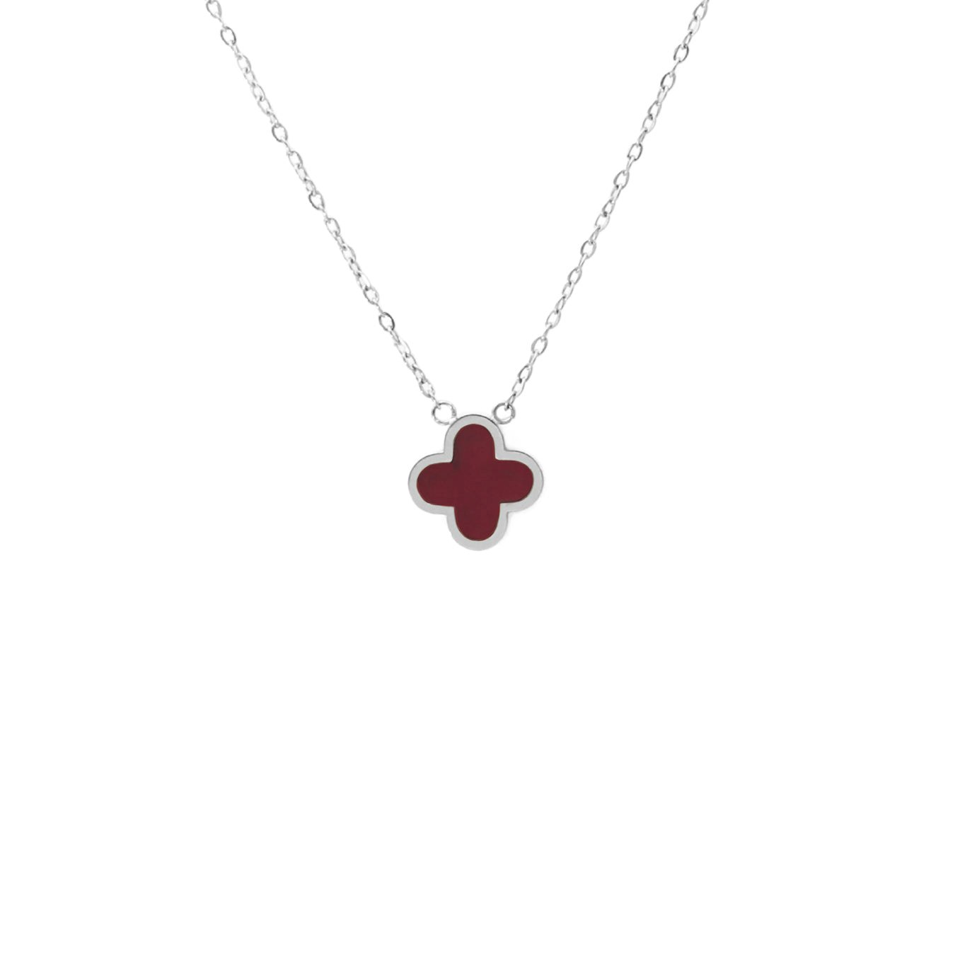 Say It With Silver Plum Crystal Clover Necklace
