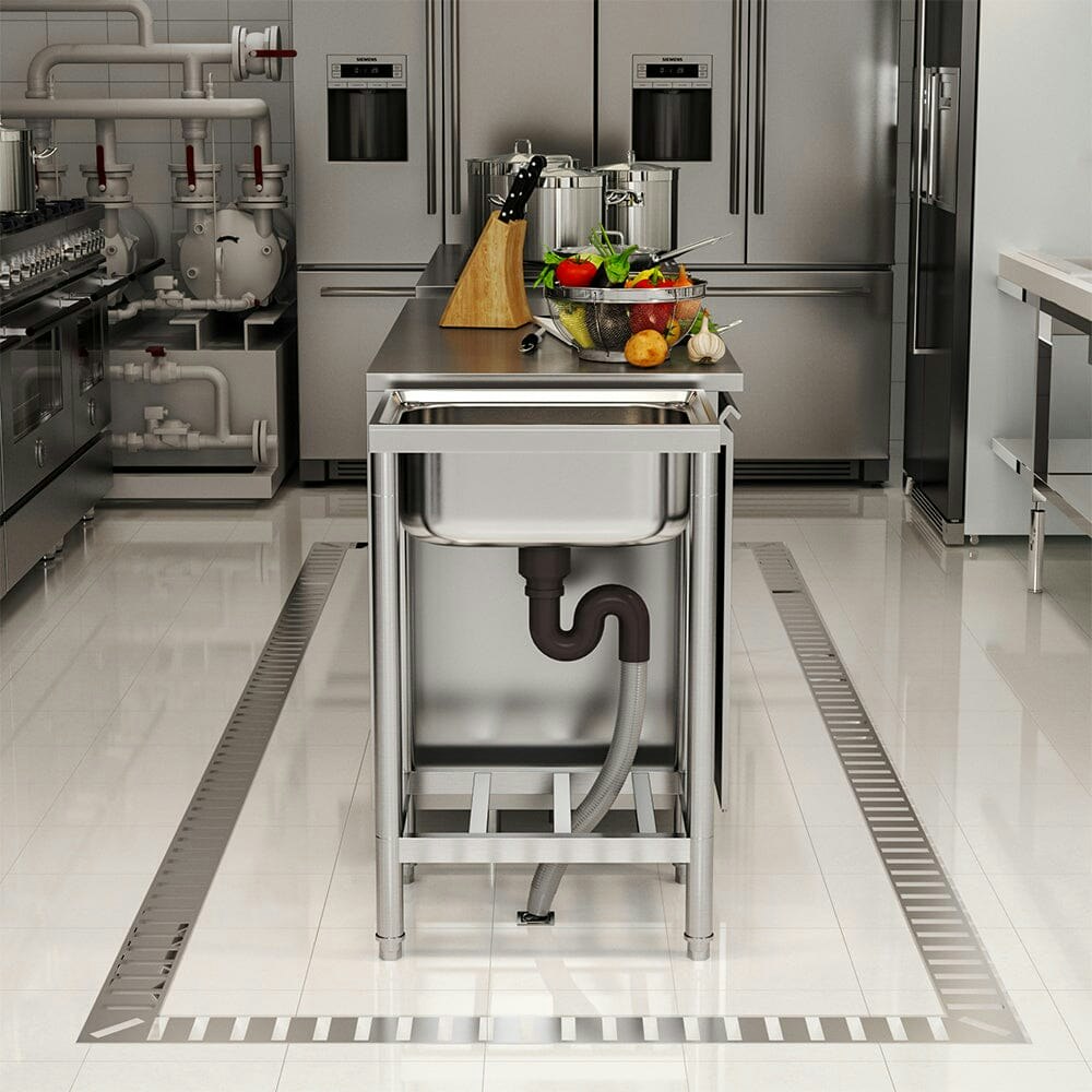 Living And Home Silver 50Cm W Kitchen Commercial Sink Stainless Steel With Shelf