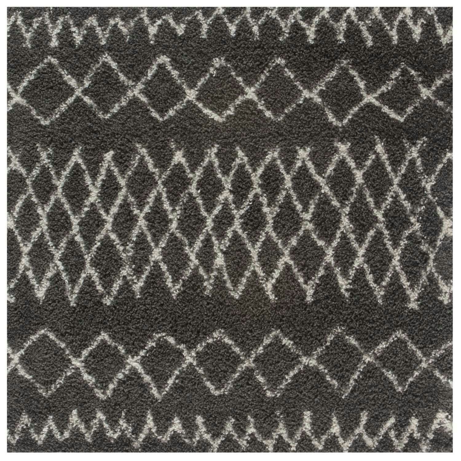 Rackhams Dark/Grey Moroccan Shaggy Rug | 940 - 120X120 Cm