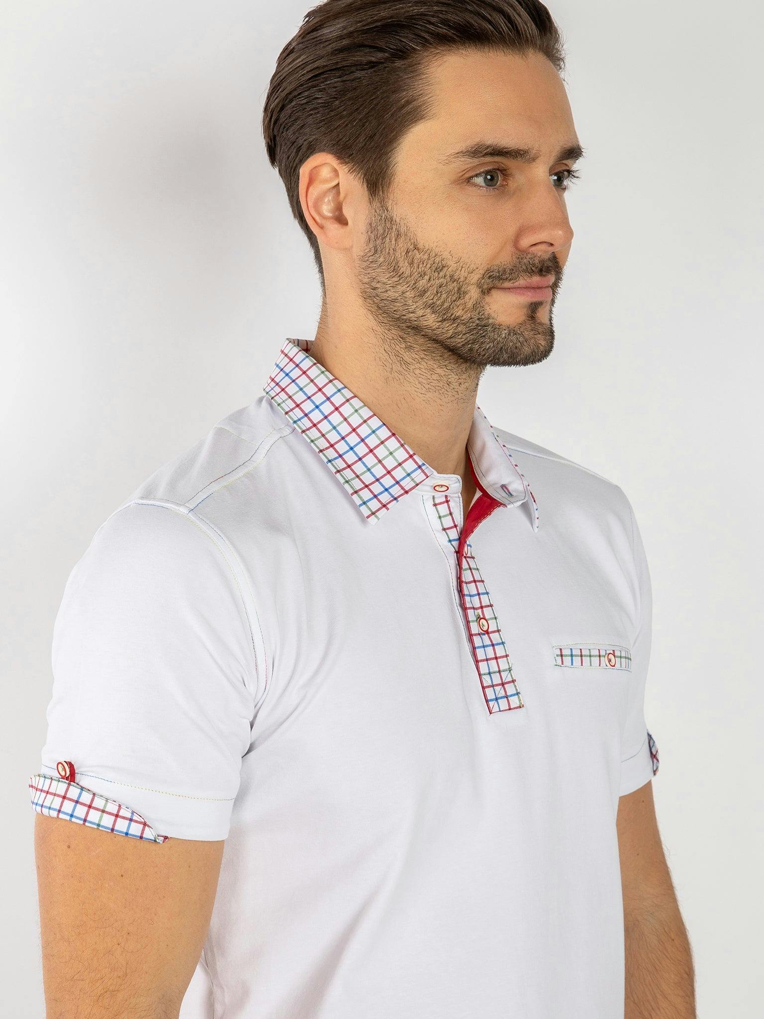 Claudio Lugli Men's Signature Polo Shirt With Check Insert - 4XL