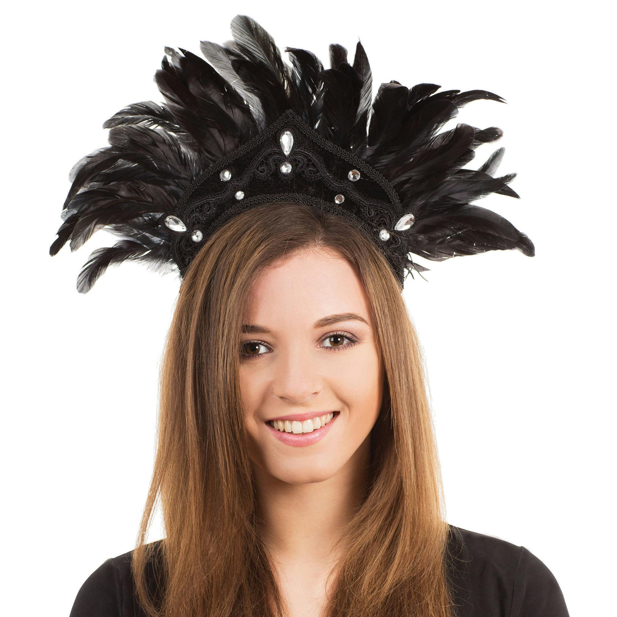 Bristol Novelty Black Feather Carnival Headdress - One Size