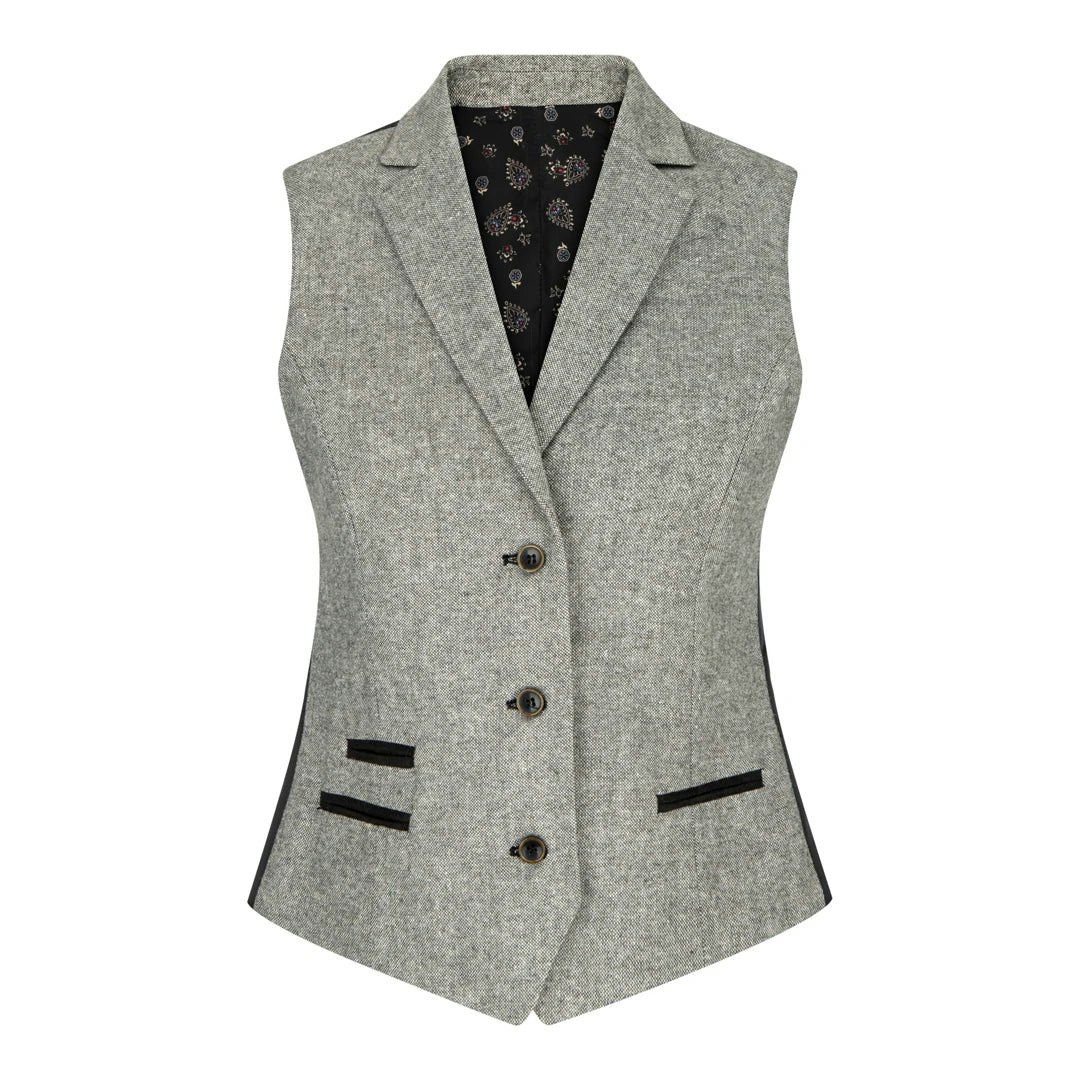 Truclothing Women's Grey Wsn03 - Tweed Blazer Jacket Waistcoat Elow Patch Peaky 1920S - Uk 10 - Waistcoat