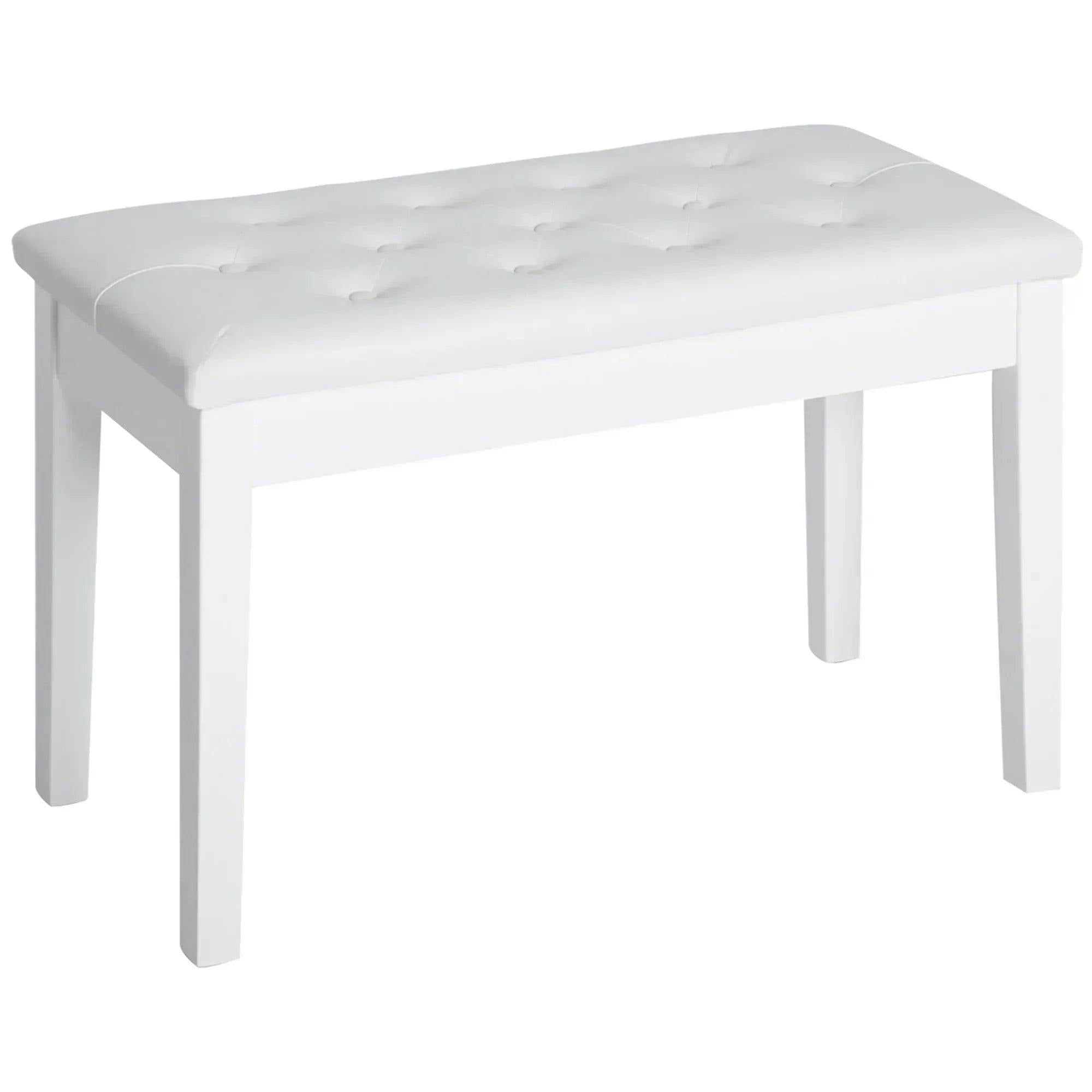 Rackhams White Pu Leather Upholstered Piano Stool Makeup Stool Bench Dressing Table Seat With Storage 76X36x50cm,