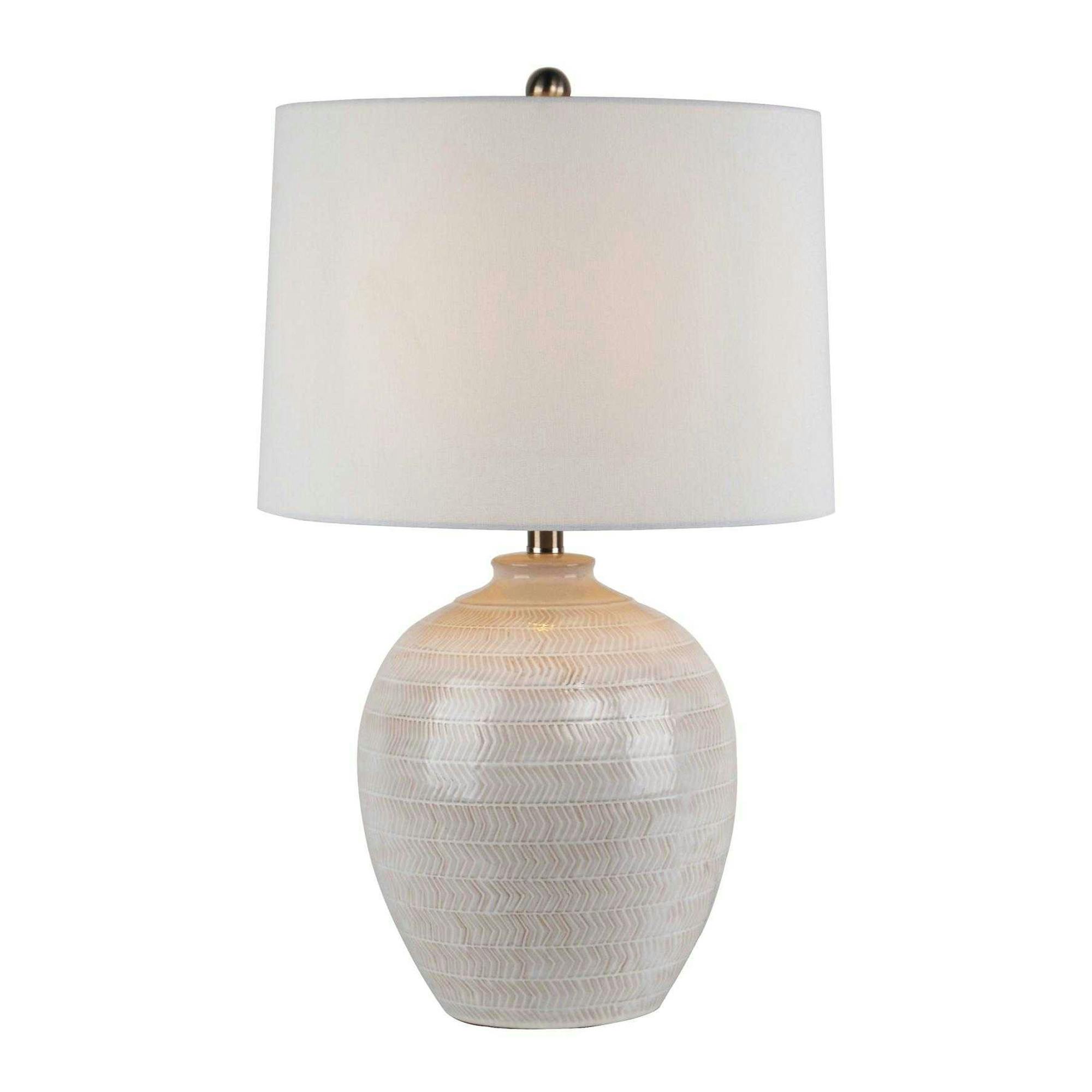 Hill Interiors White Chevronne Ceramic Table Lamp (Uk Plug) - One Size - 100% Mixed