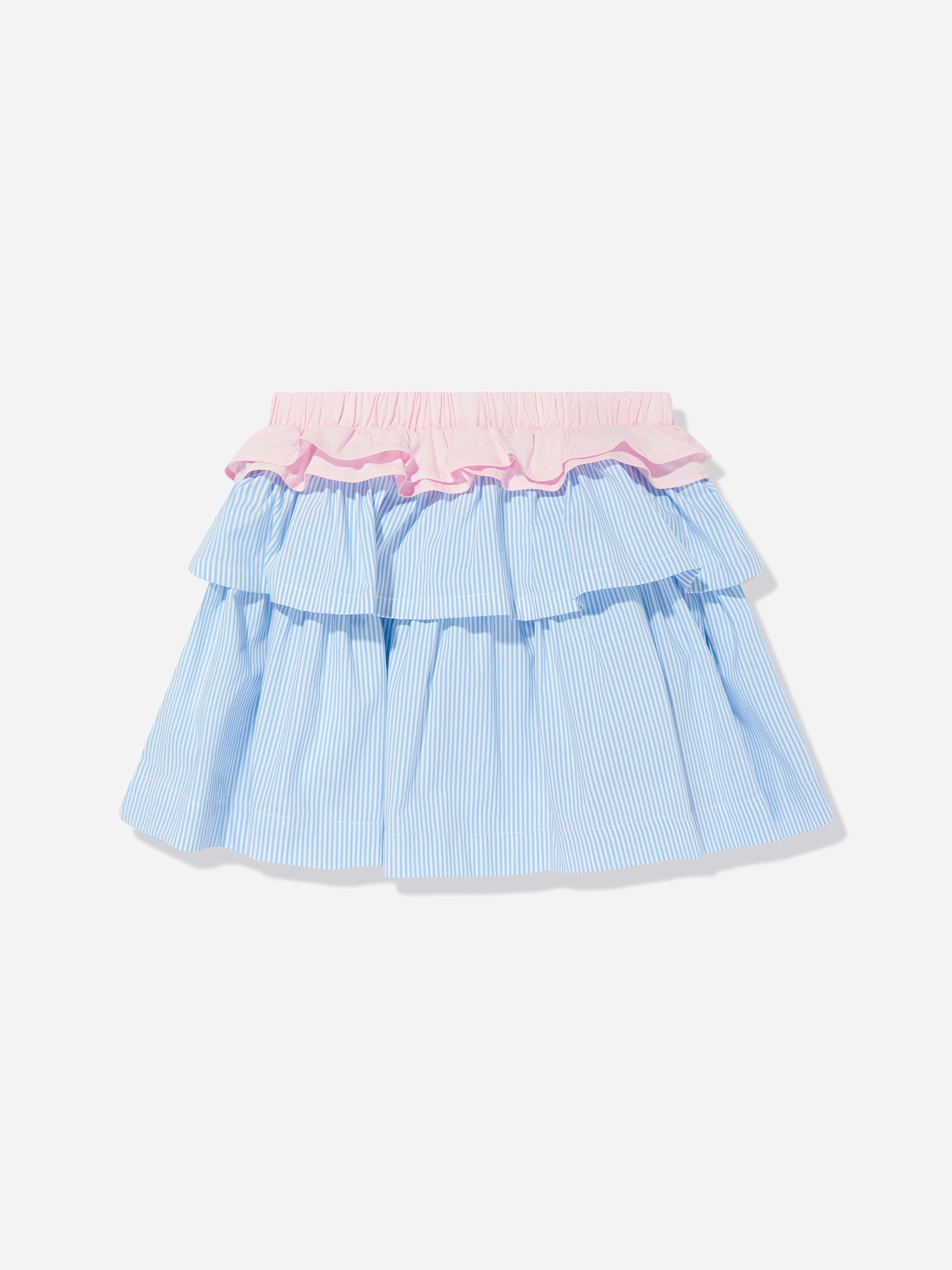 Msgm Girls Blue Poplin Skirt In - 12 Yrs