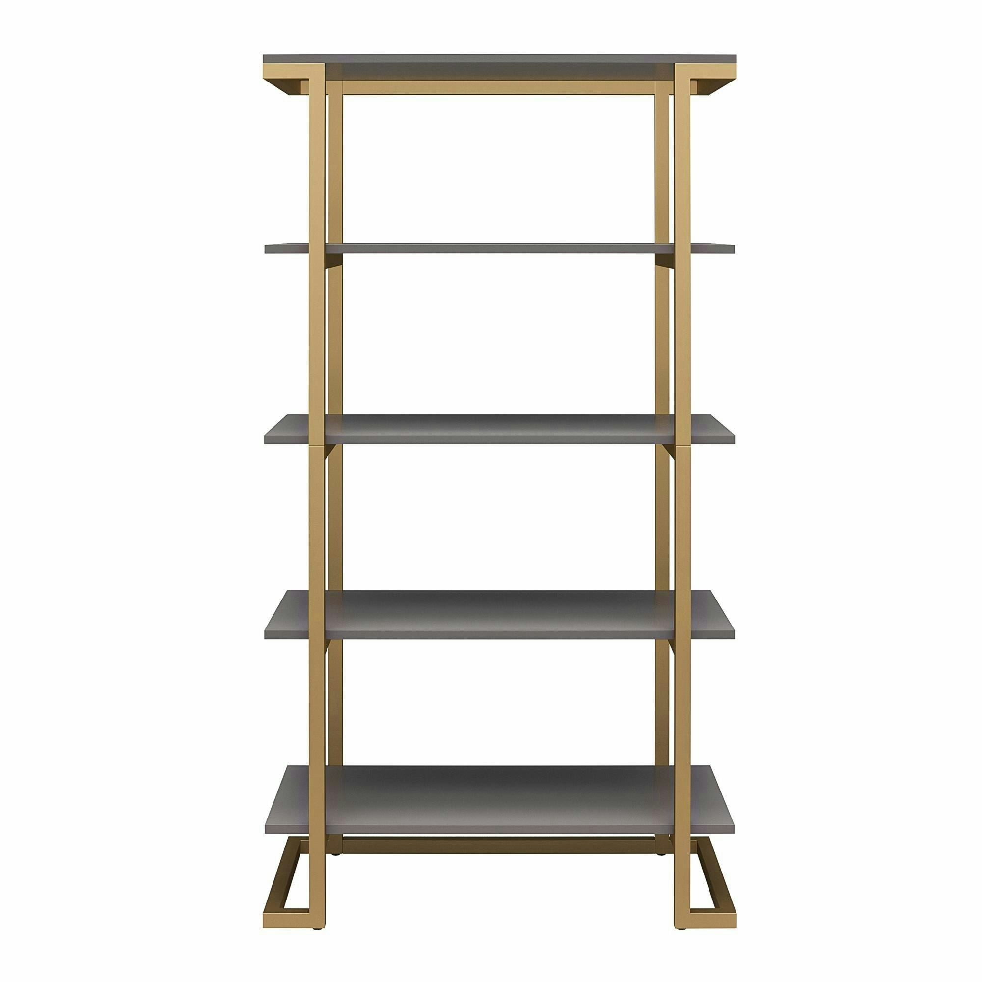 Dorel Home Grey/Golden Camila 5 Shelf Bookcase Graphite
