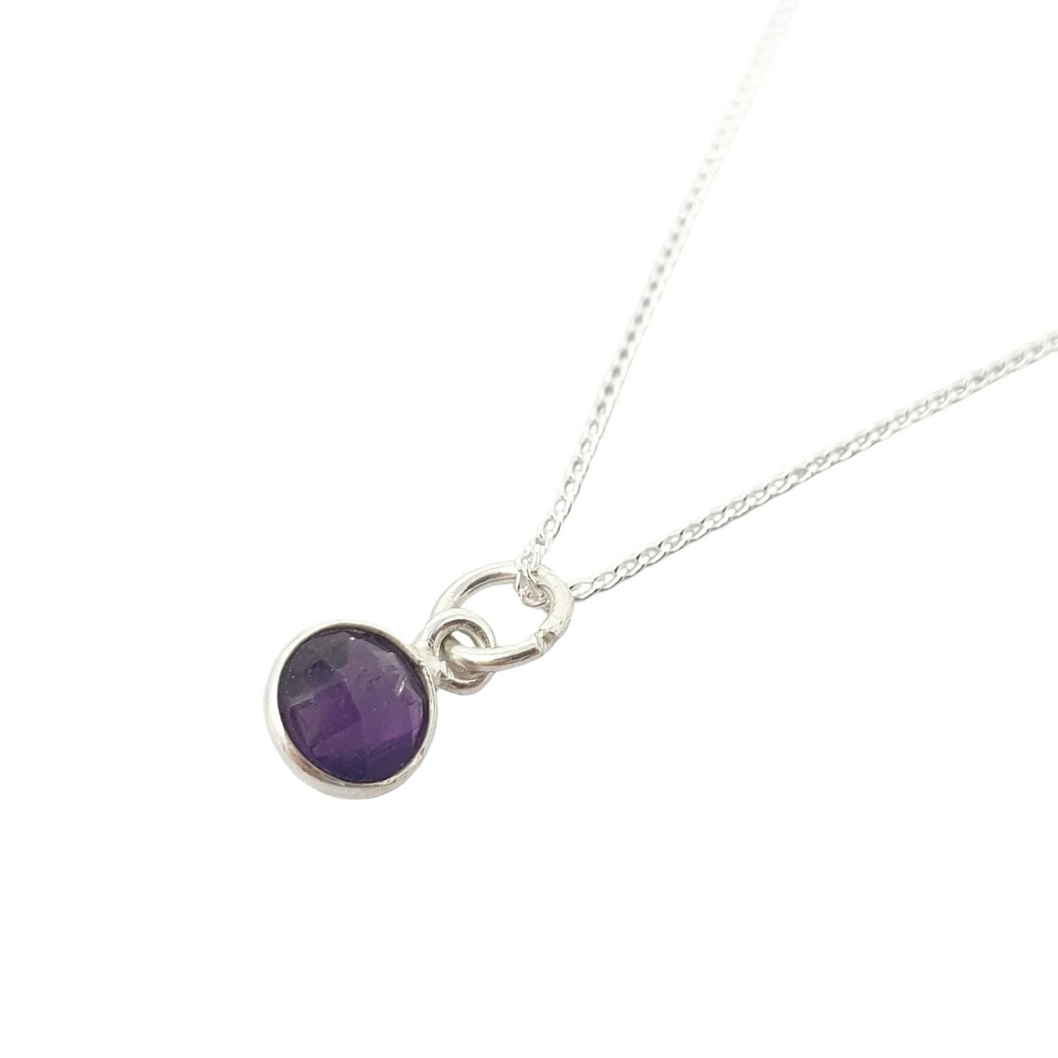 Harfi Silver Mini Amethyst Charm February Birthstone Necklace
