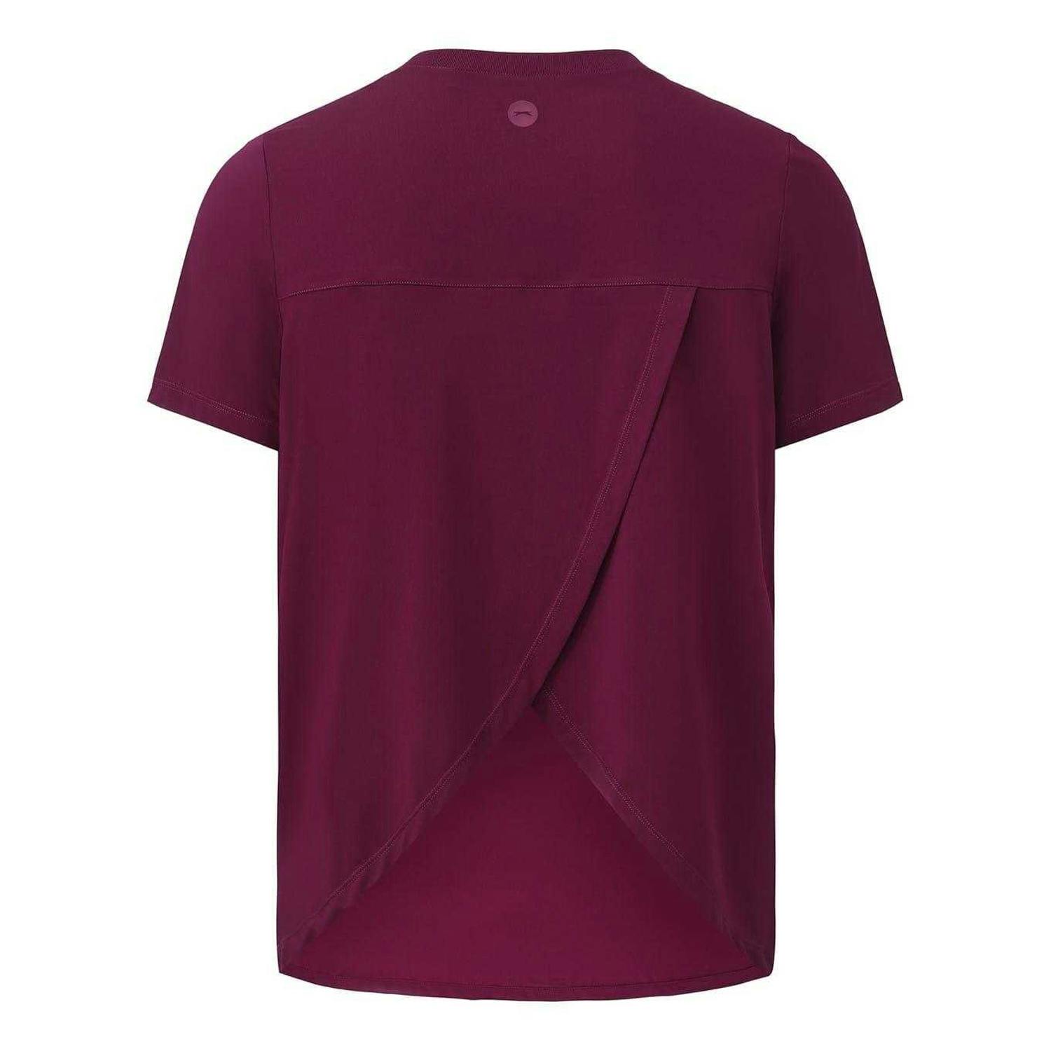 Slazenger Women's Crossover Hem Training T-Shirt - Plum - 12 Uk - Plum - 88% Polyester/12% Elastane