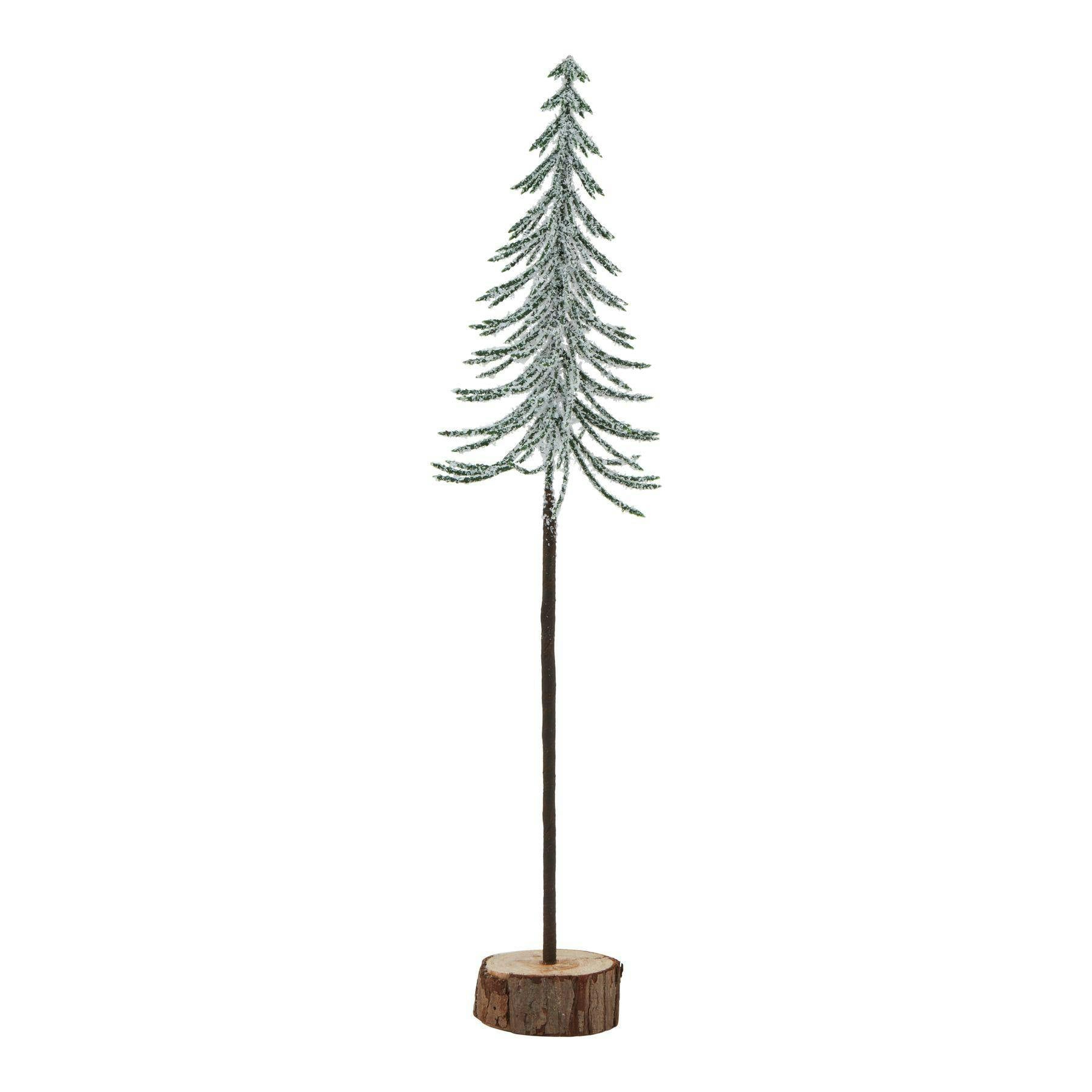 Rackhams Brown/White/Green Snowy Spindle Christmas Tree - 35Cm - 100% Mixed