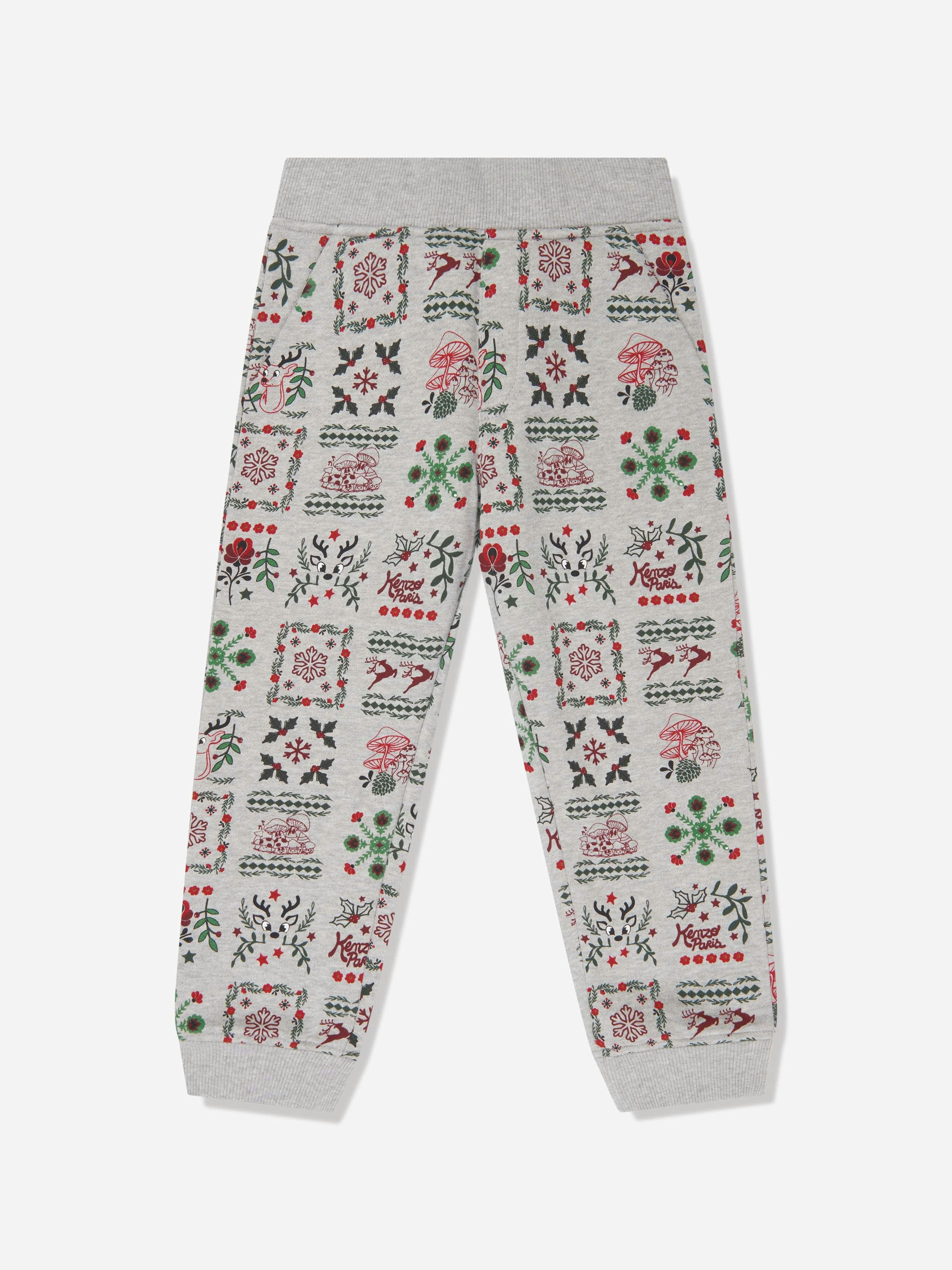 Kenzo Kids Boys Grey Kenzo Seasonal Print Joggers In - 4 Yrs