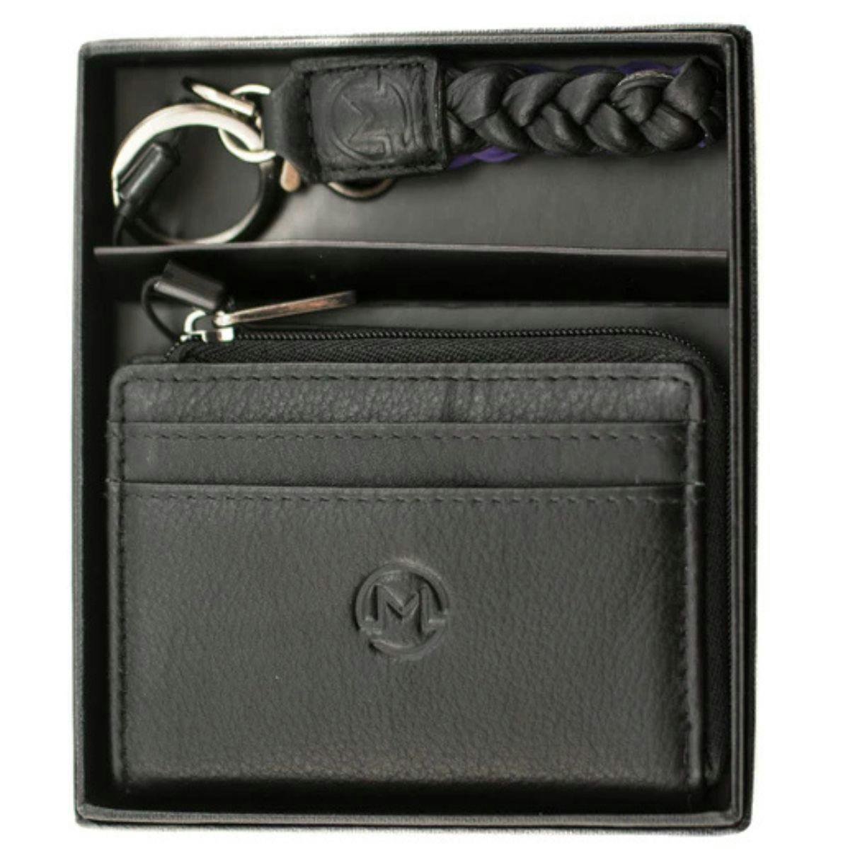 Mala Leather Women's Black Leather Boxed Giftset - Purse & Keyring