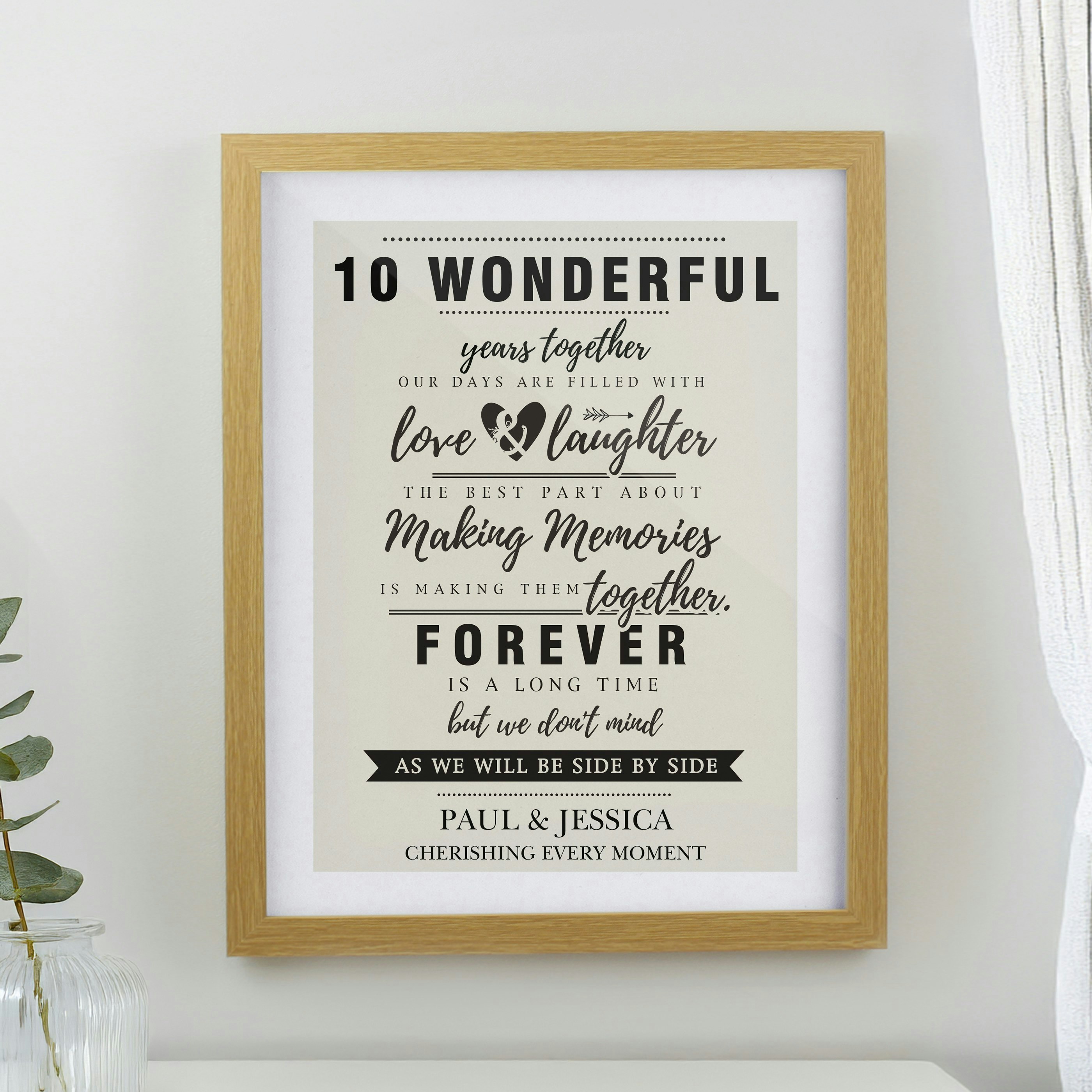 Personalised Memento Company Personalised Anniversary Oak Poster Frame