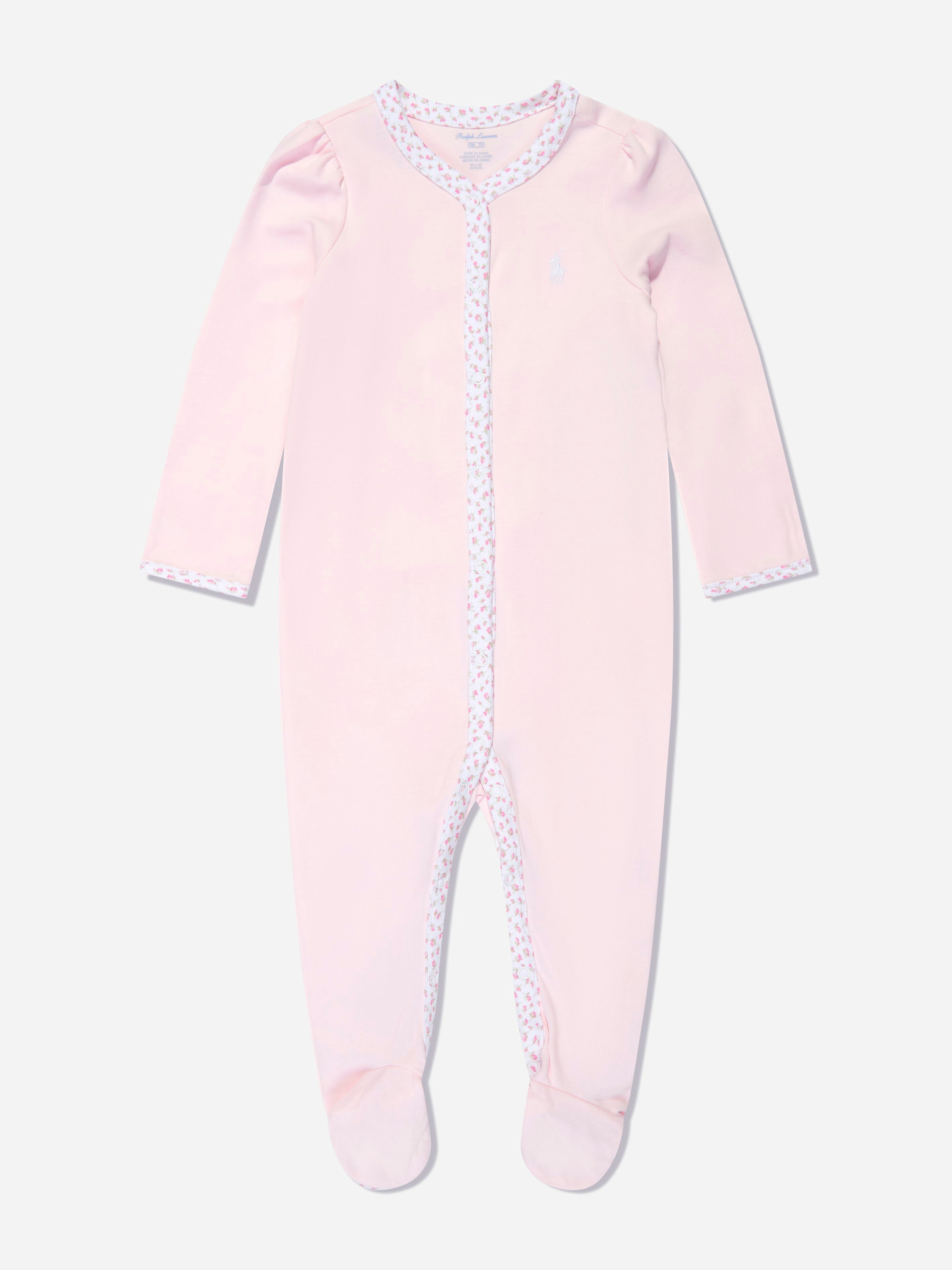 Ralph Lauren Kids Girls Pink Ralph Lauren Baby Cotton Babygrow In - 9 - 12 Mths