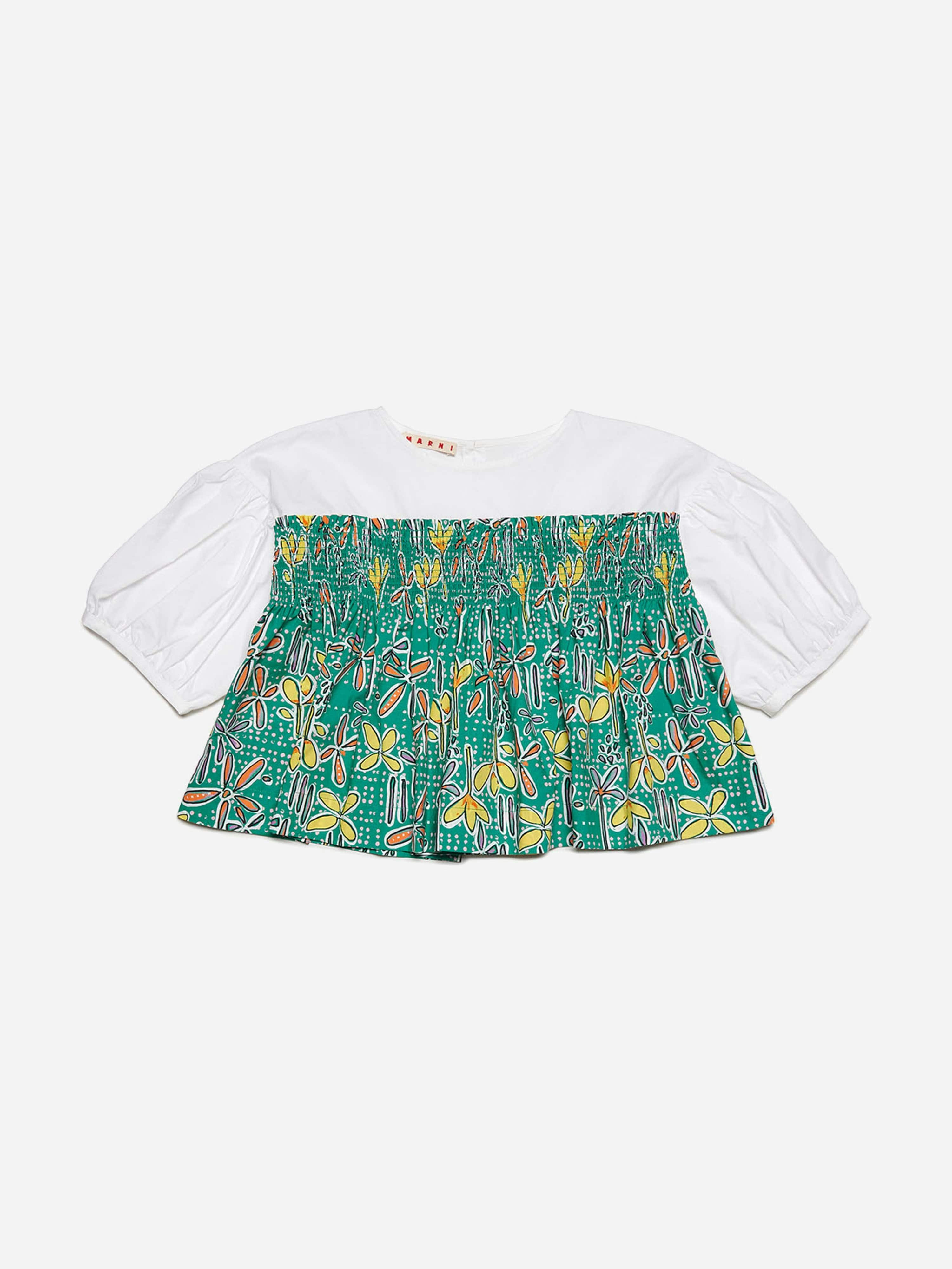 Marni Kids Girls Green Marni Grils Carioca Print Shirt In - 10 Yrs