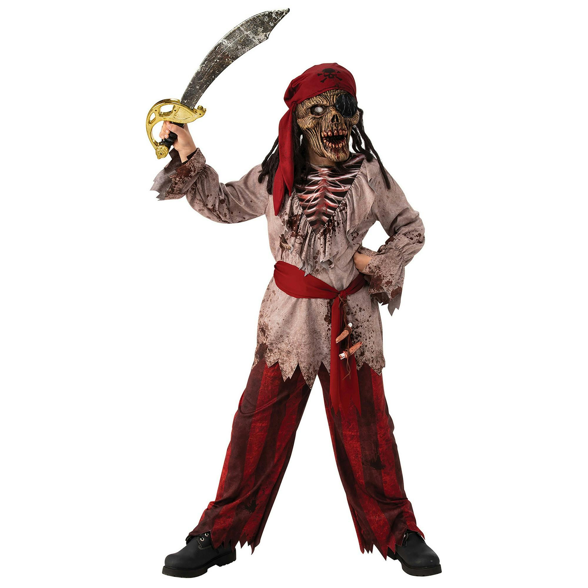 Bristol Novelty Boys Brown/Red Pirate Zombie Halloween Costume - 5-6 Years