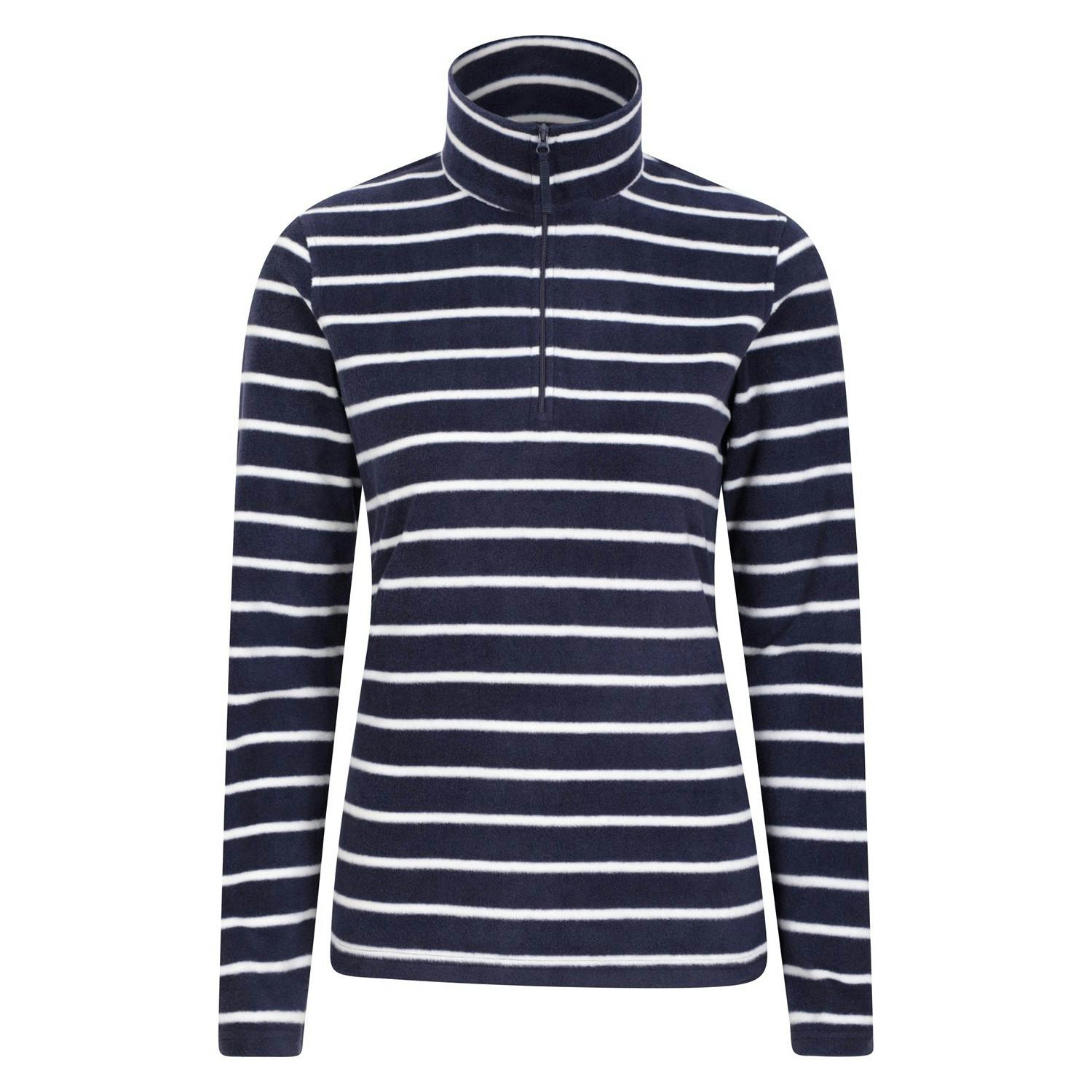 Mountain Warehouse Women's Camber Striped Half Zip Fleece Top - Navy - M - Navy - 100% Polyester