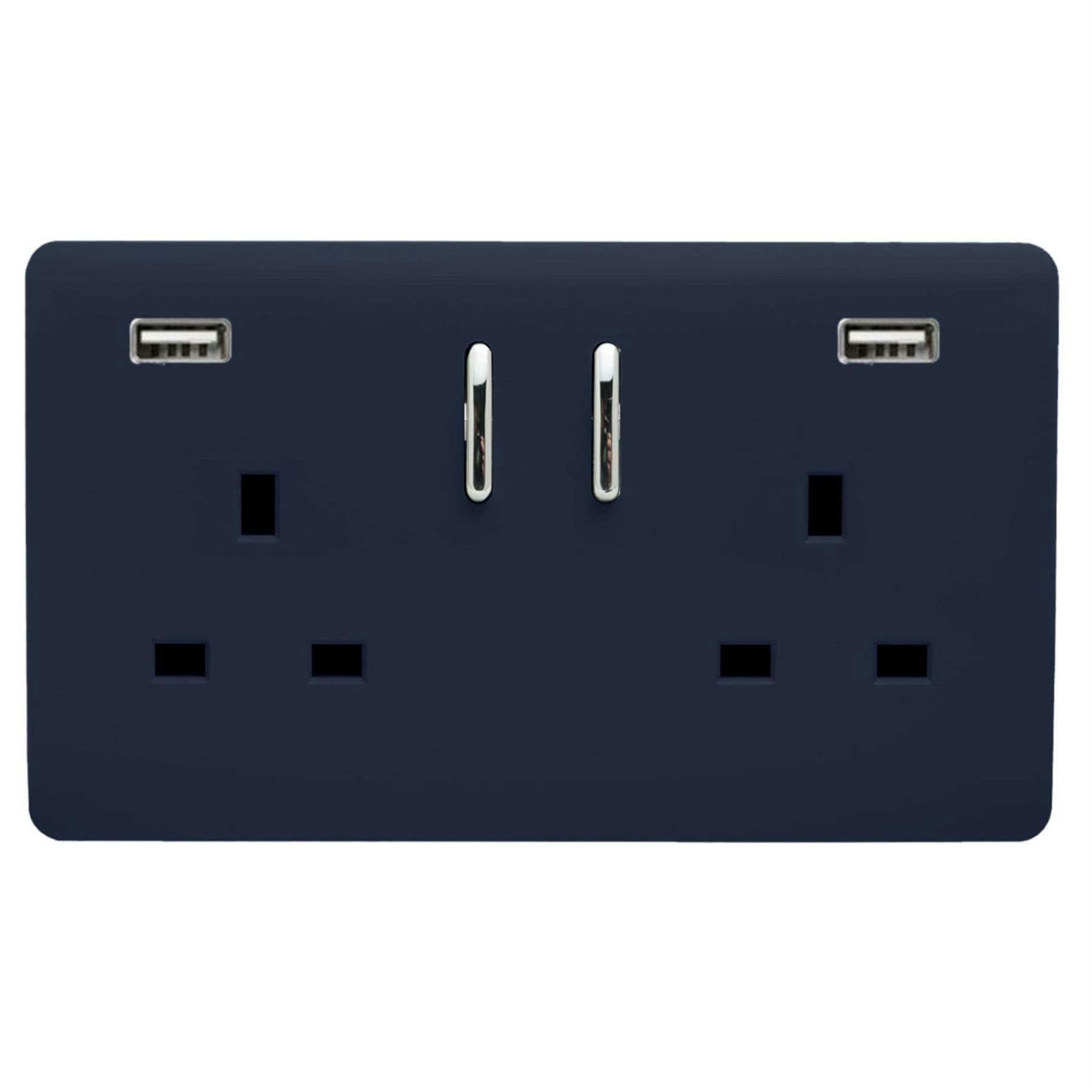 Trendi Switch Trendi 2 Gang 13 Amp 2 X 3.1Ma Type A Usb Switched Plug Socket - Navy Blue - Image 5