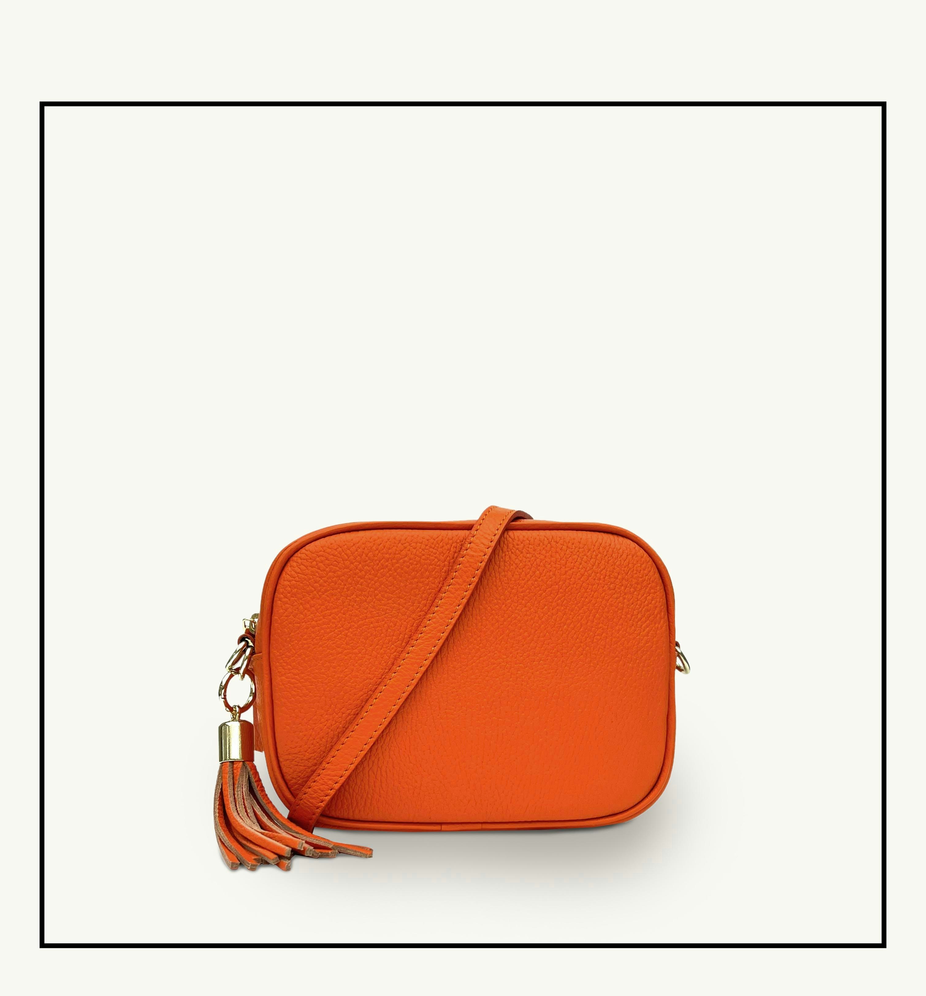 Apatchy London Orange The Tassel Leather Crossbody Bag