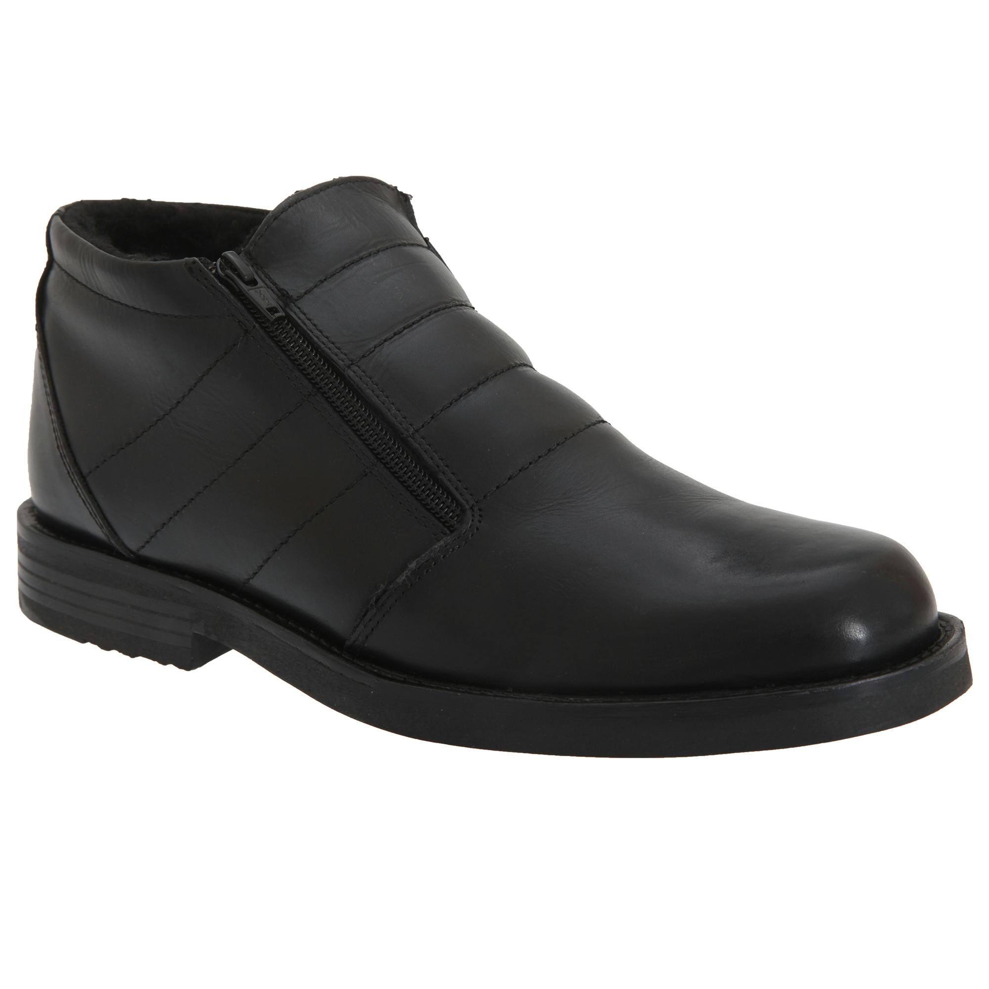 Roamers Men's Black Twin Zip Thermal Lined Boots - 6 Uk - 70% Leather/10% Tr/10% Faux Fur/10% Textile