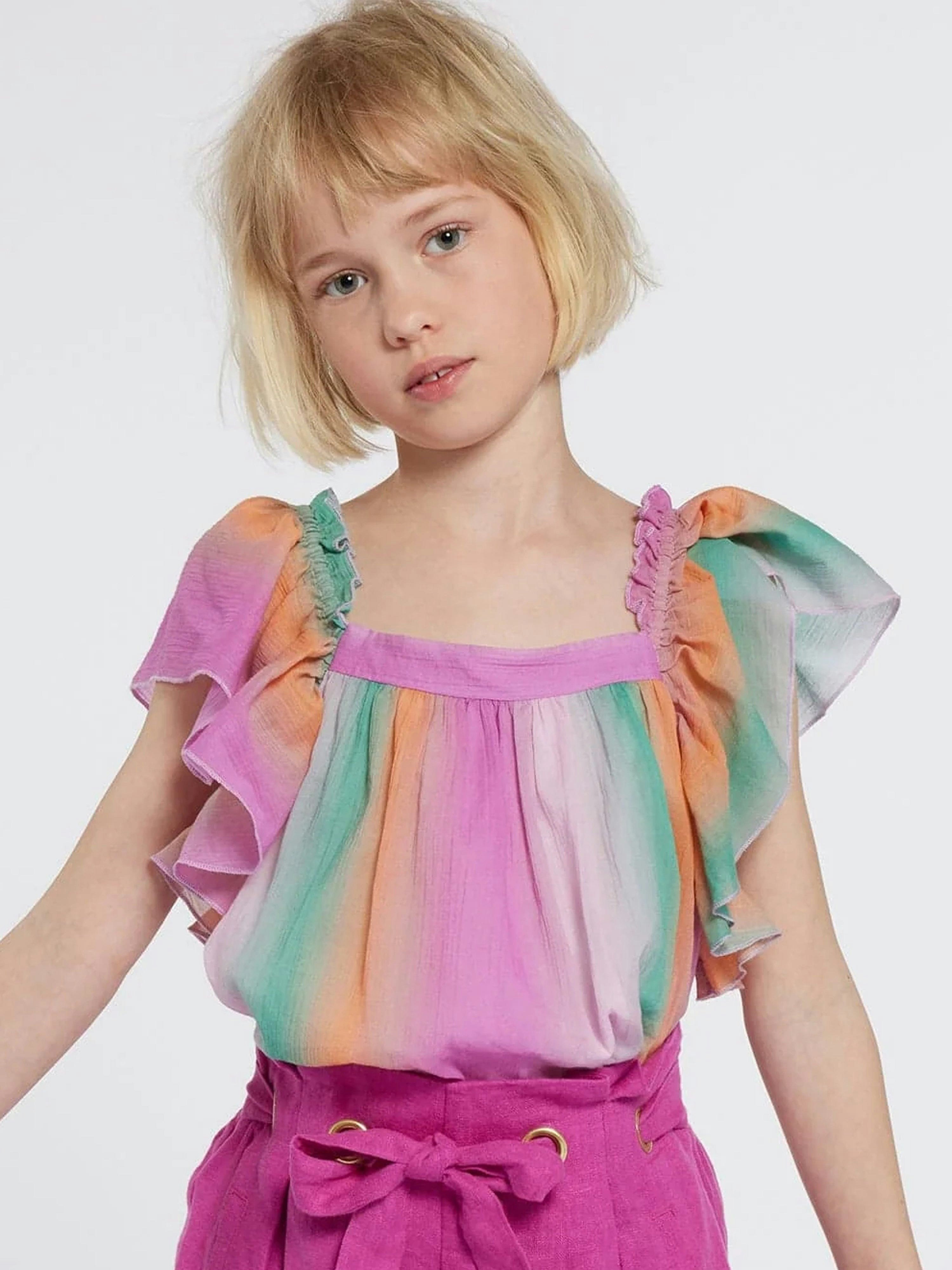 Chloé Girls Light Rainbow Ruffle Blouse In Multicolour - Multicoloured - 8 Yrs