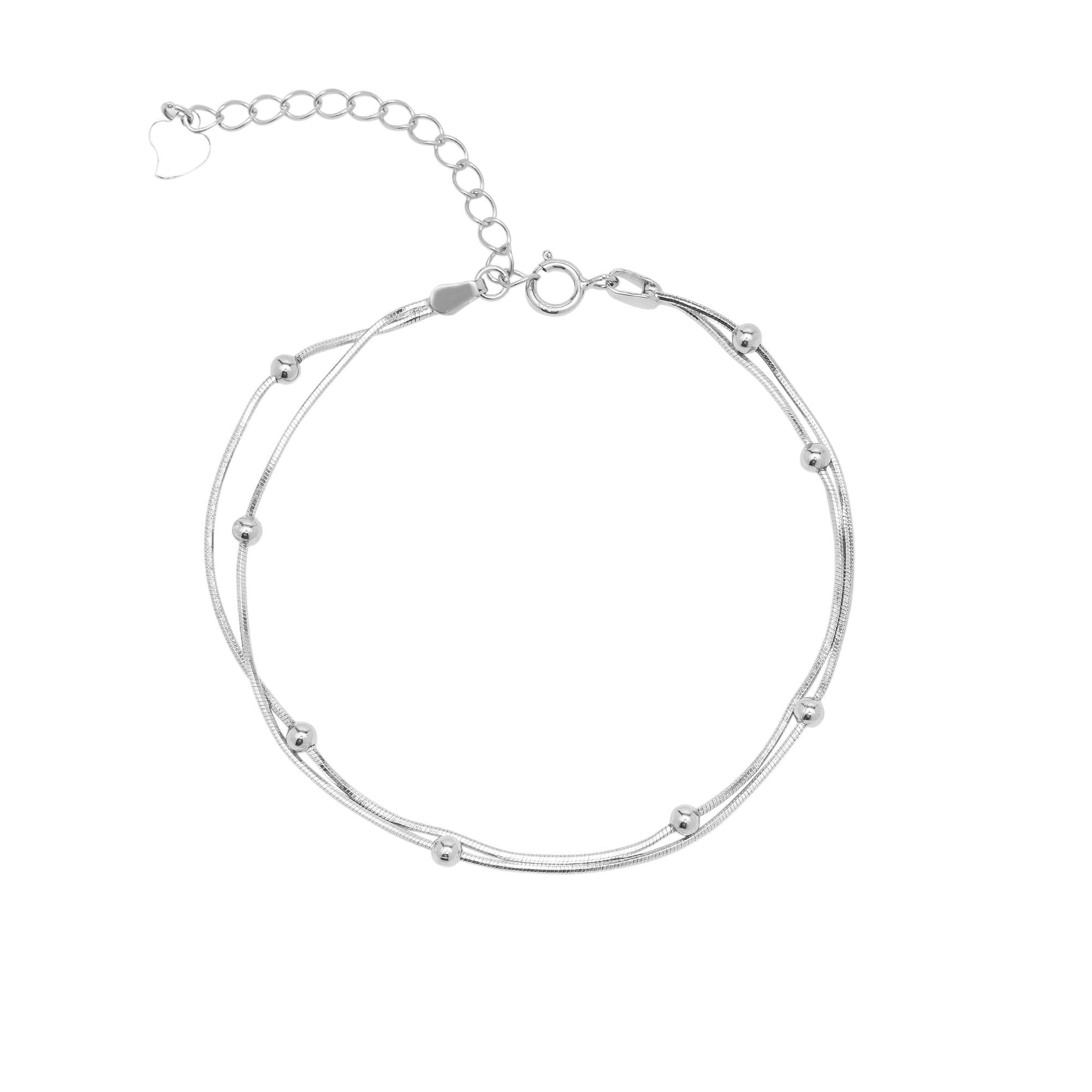 Spero London Silver Italian Fine Sterling Double Satellite Chain Bracelet