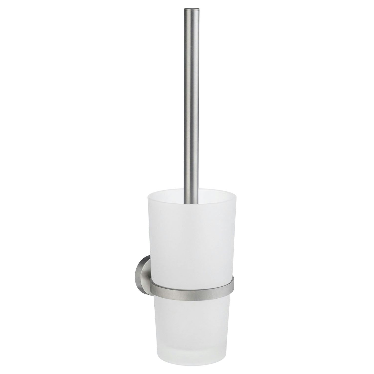 Smedbo Brushed Chrome Toilet Brush And Frosted Glass Holder