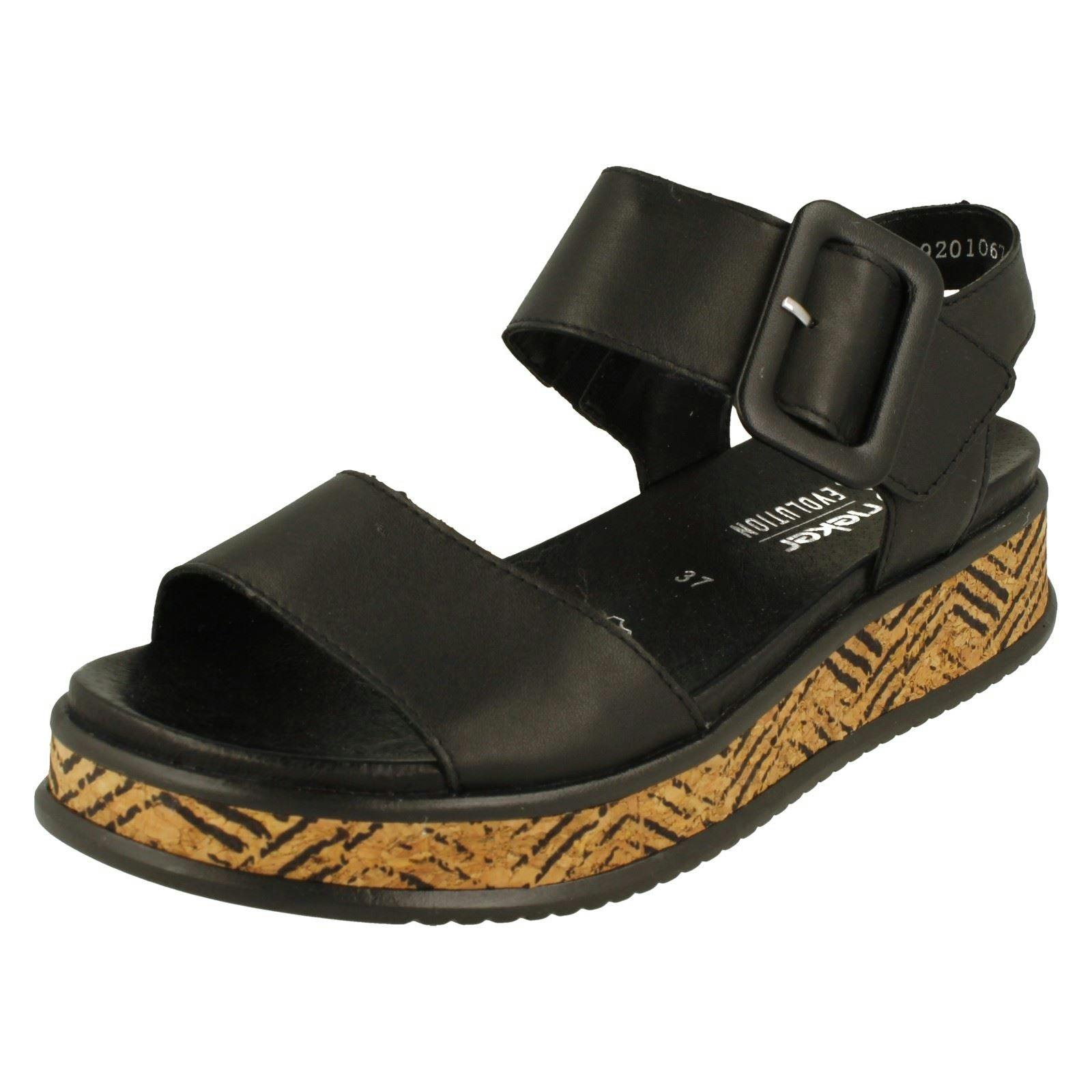 Rieker Women's Black Evolution Adjustable Sandals W0800 - Uk 6.5