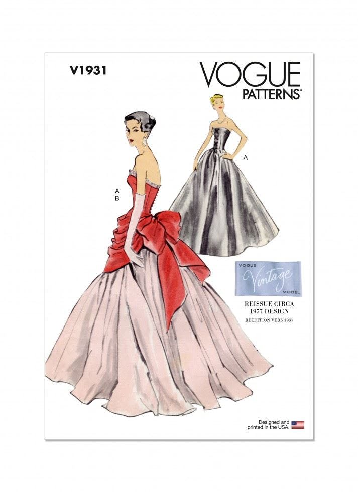 Vogue Women's Sewing Pattern 1931, Dresses, Vintage Style For B5 (8-10-12-14-16) - Advanced - F5 (16-18-20-22-24)