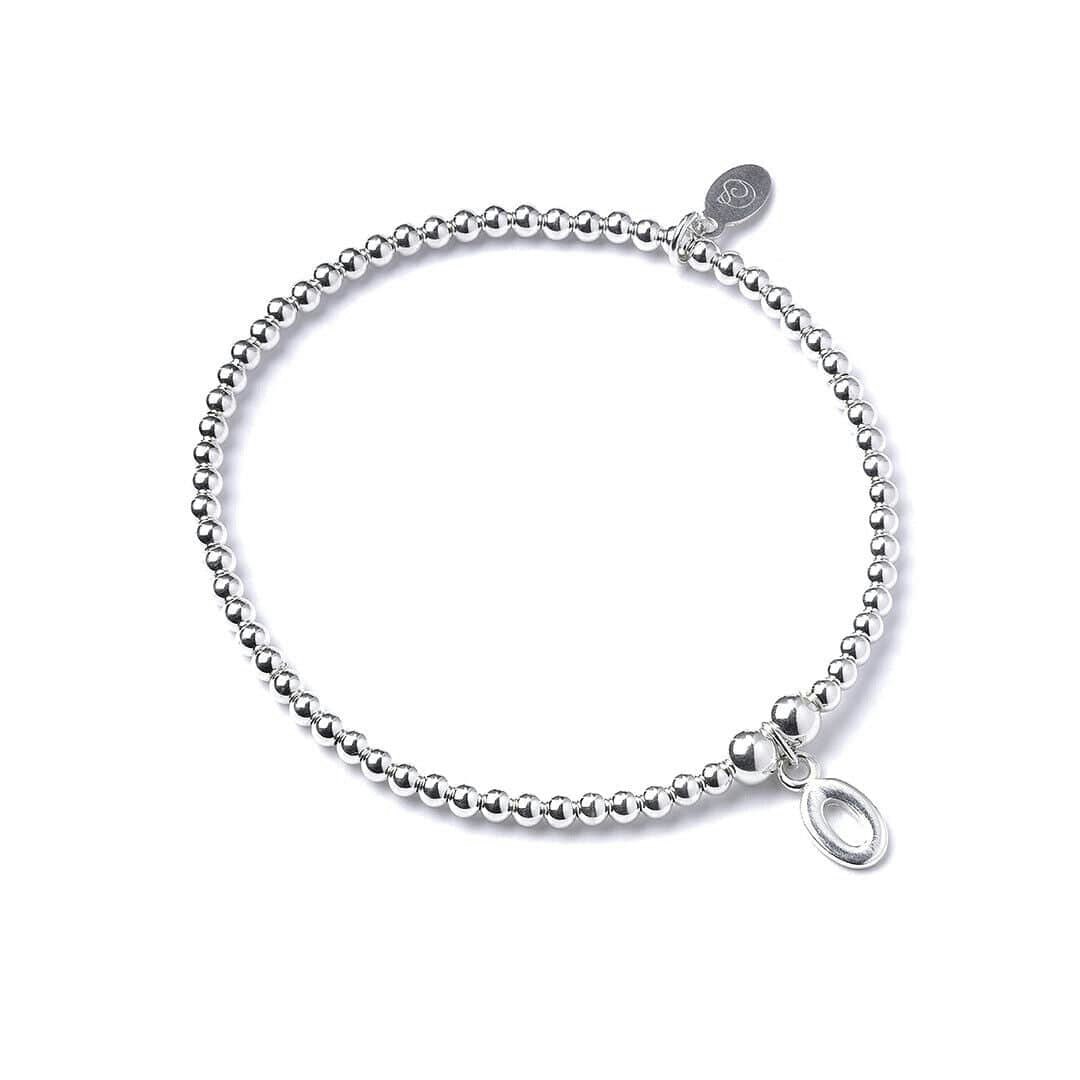 Mylee London Silver Letter Initial Sterling Ball Bead Bracelet - No - O