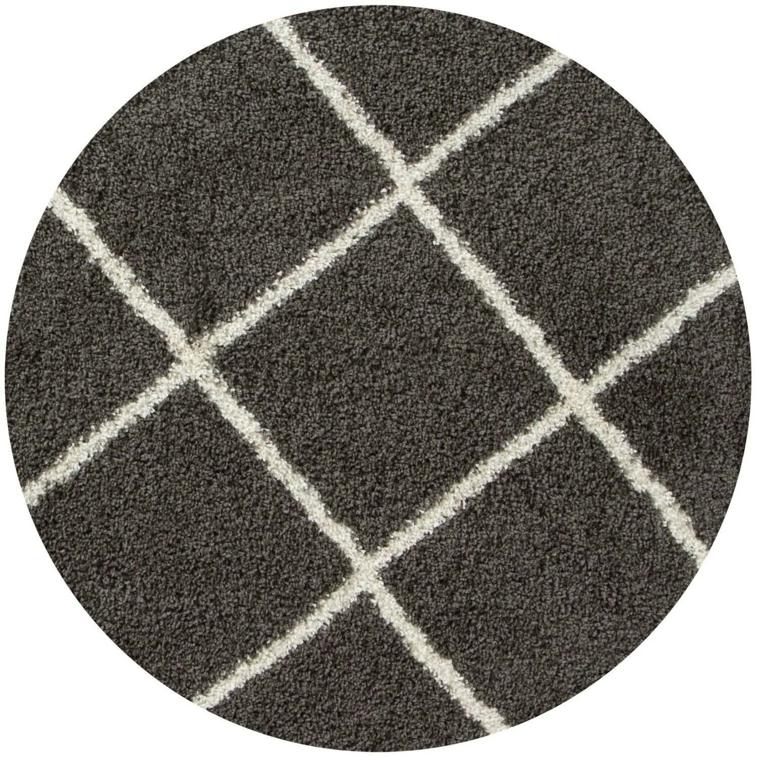 The Rugs Dark/Grey Moroccan Shaggy Rug | 540 - Ø 120 Cm