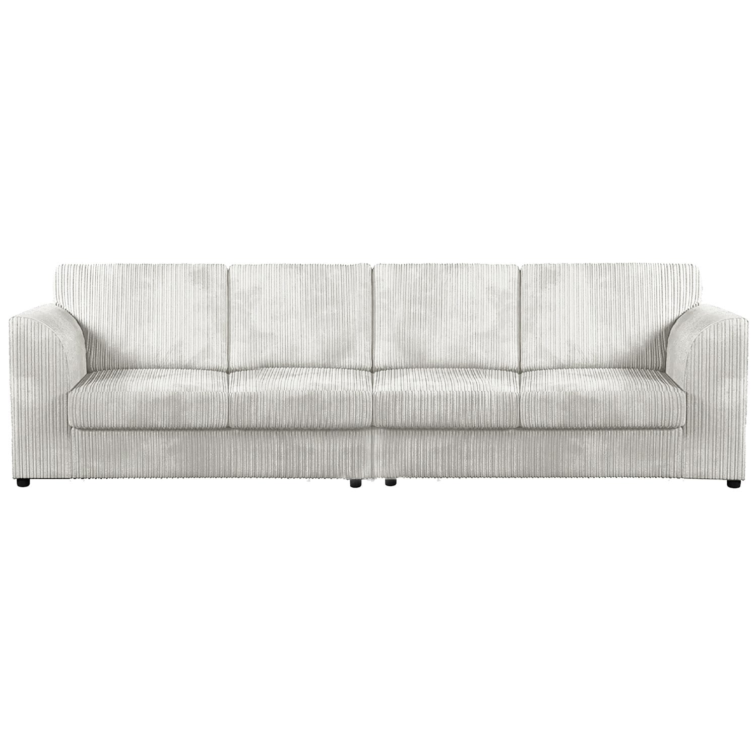 Furnishings For Less Silver Luxor Cord Long Fabric 4 Seater - Full Back