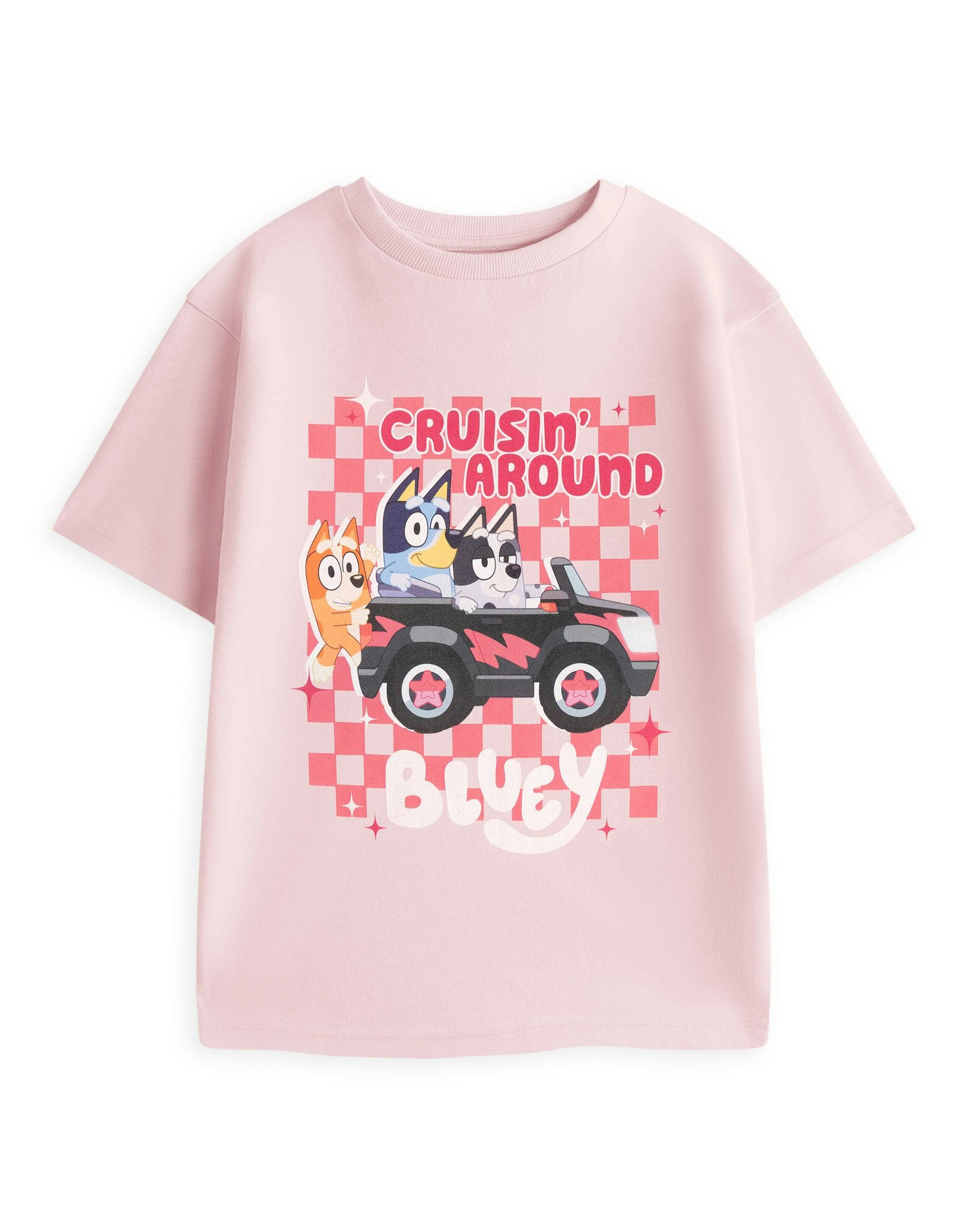 Vanilla Underground Girls Pink Bluey Cruisin' Around Short Sleeved T-Shirt - 18-24 Months
