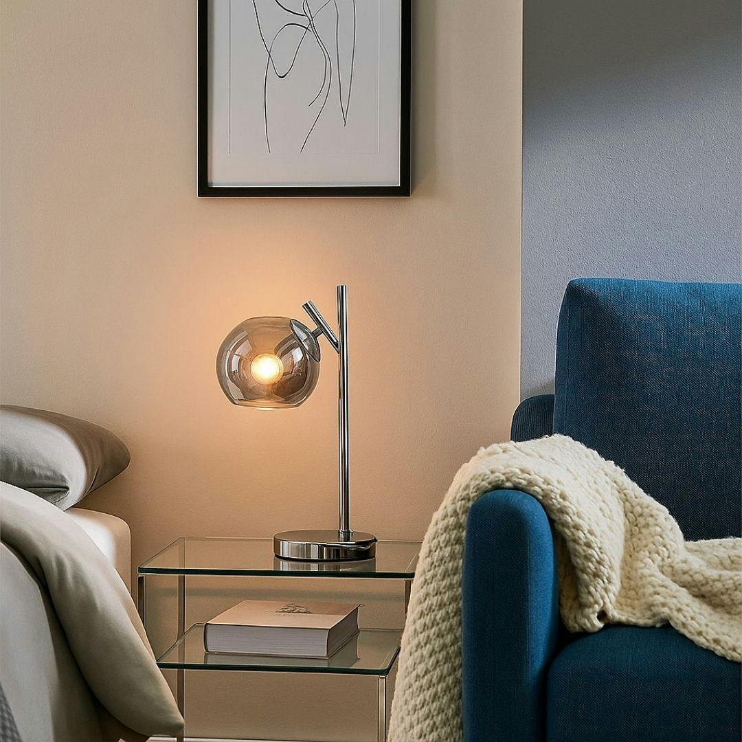Pagazzi Lighting Nia Chrome Smoke Table Lamp