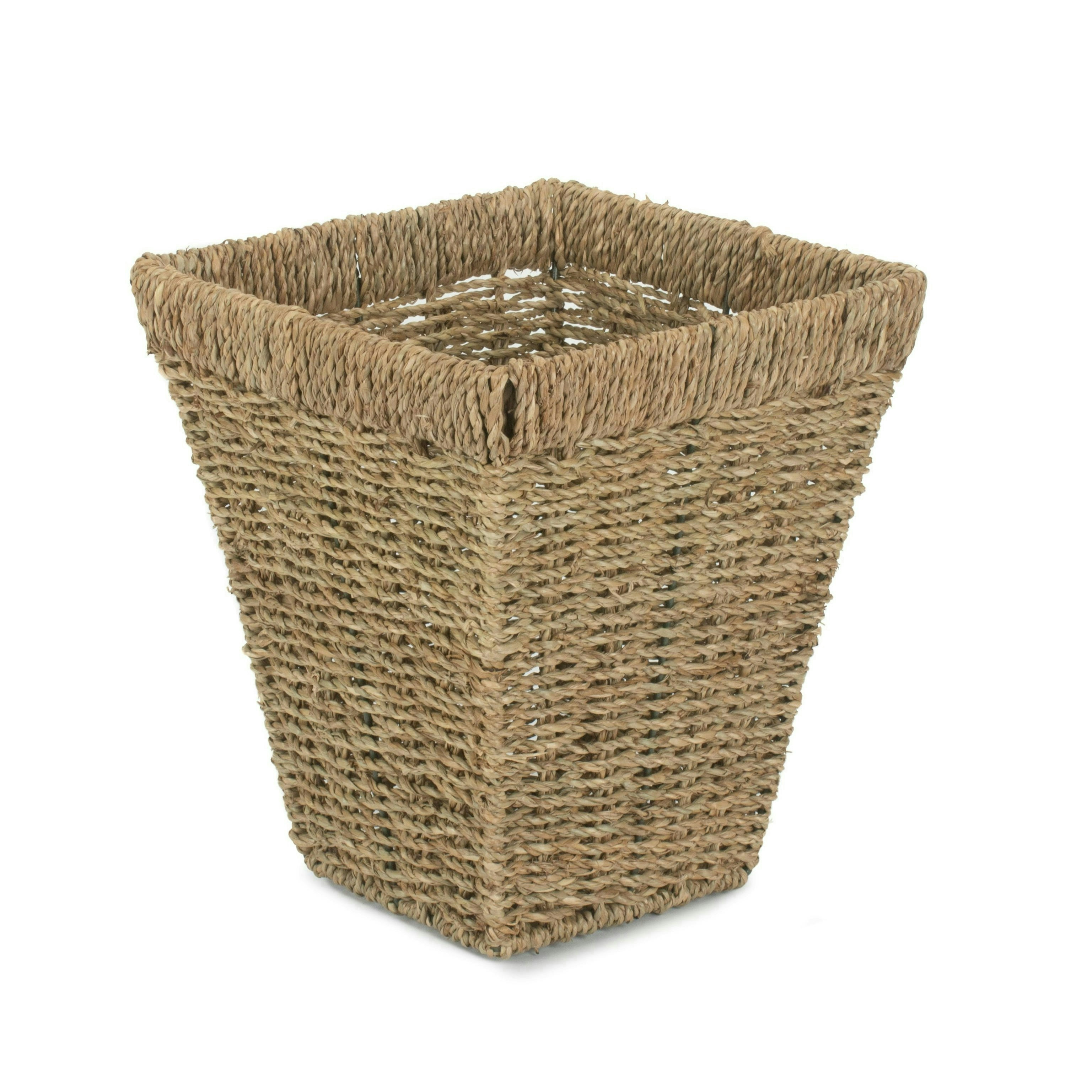 Red Hamper Red/Green Hamper Square Seagrass Waste Paper Basket Bin - Wicker - Size 1
