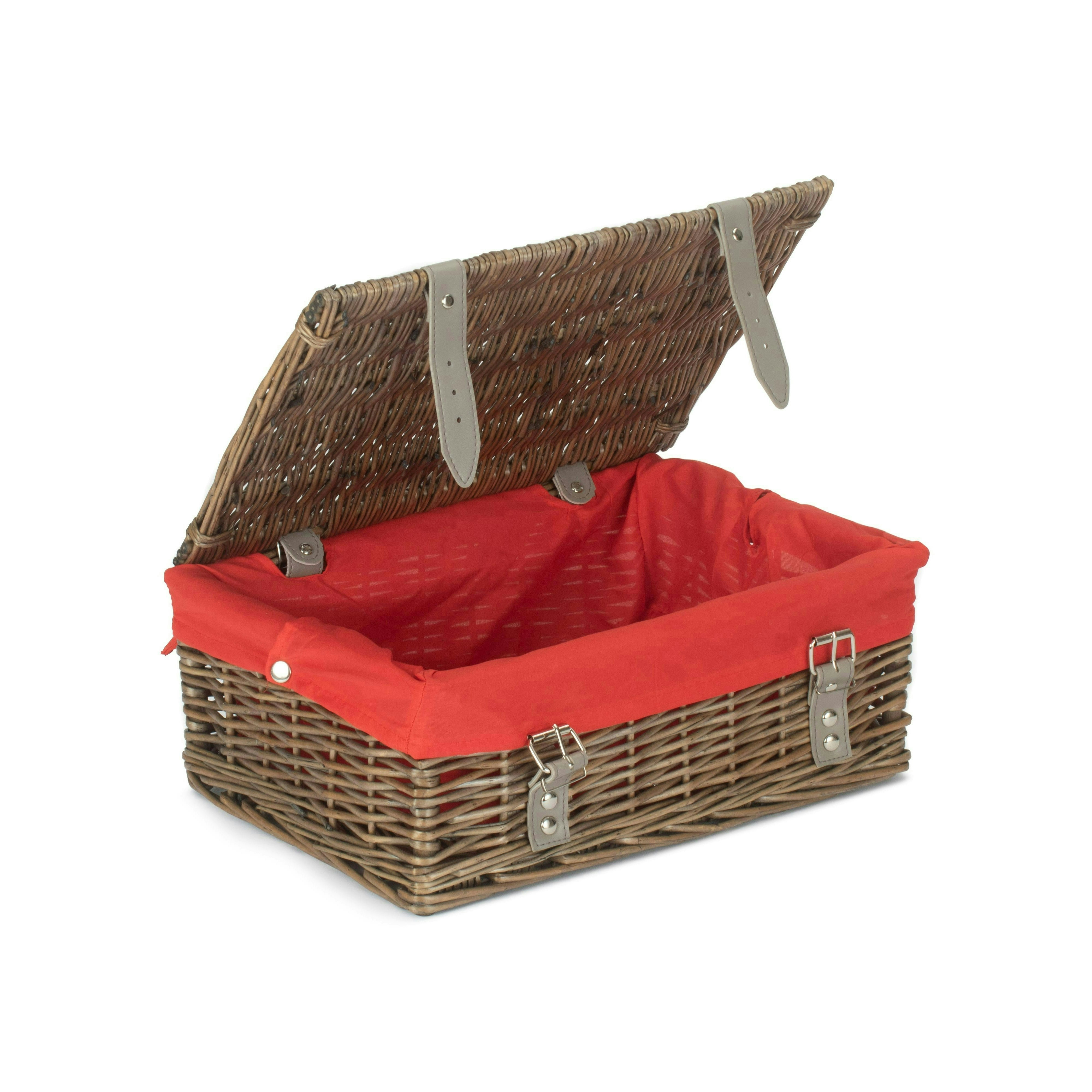 Red Hamper 36Cm Antique Wash Willow Wicker Picnic Basket