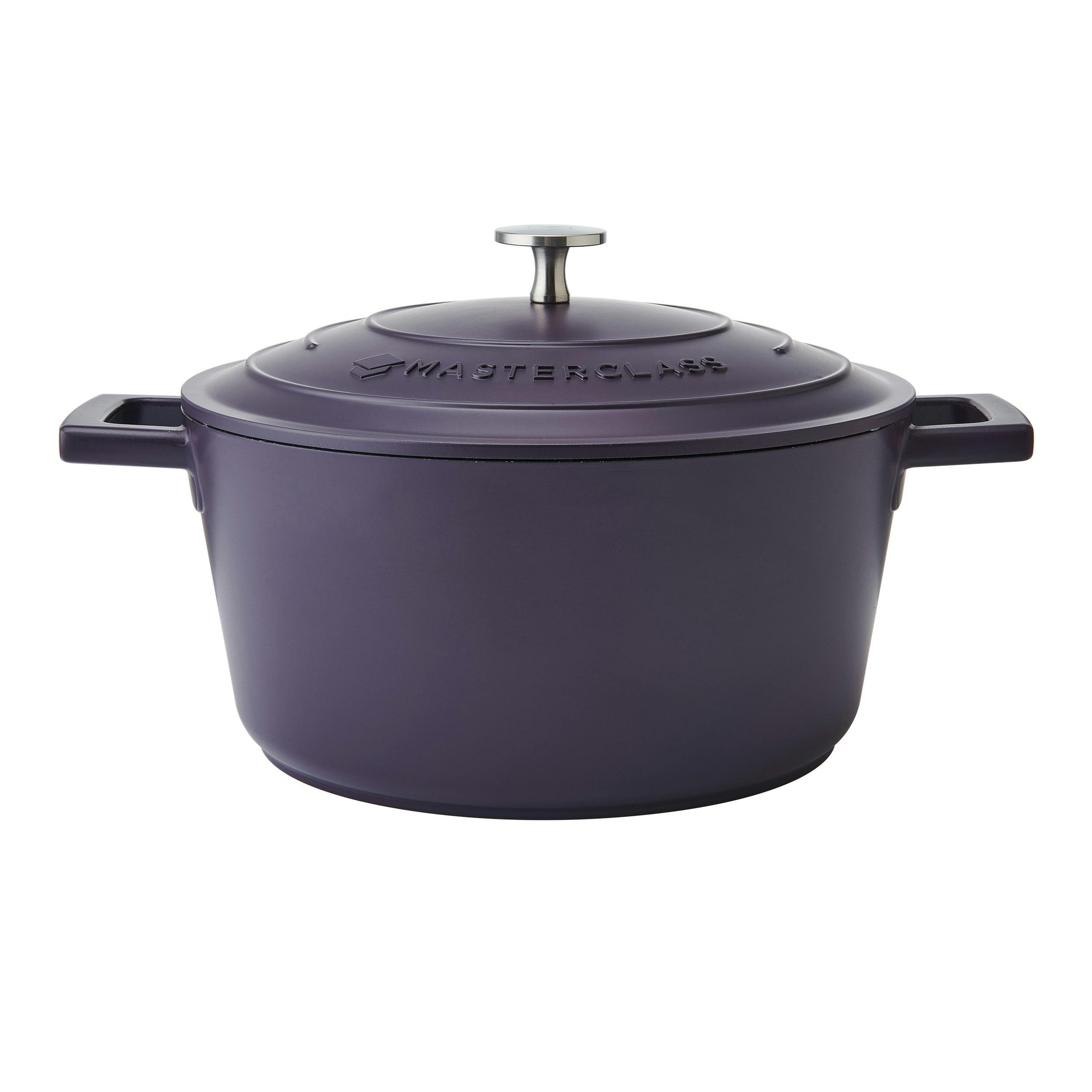 Rackhams Purple 4L Cast Aluminium Casserole Dish With Lid, Non-Stick, 24Cm - Aluminium - Casserole Dish