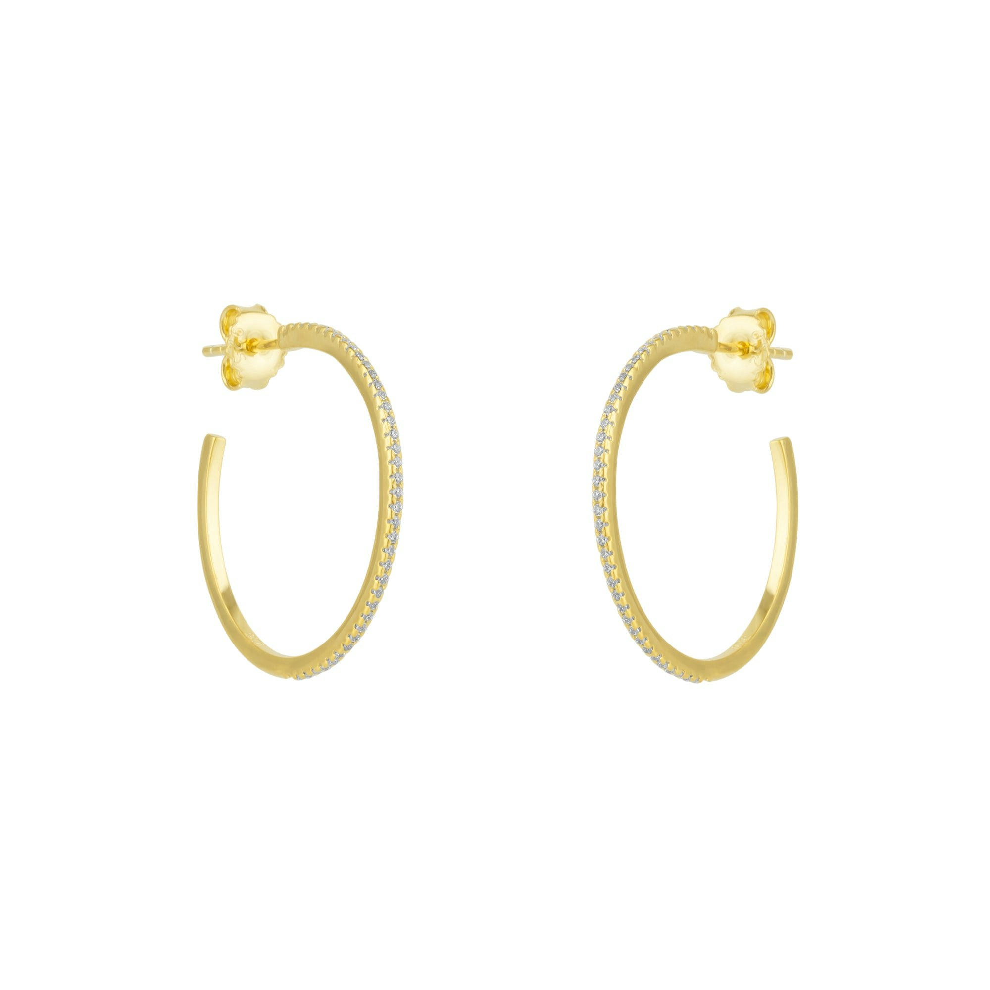 Spero London Silver/Gold Sterling Stud Hoop Earring