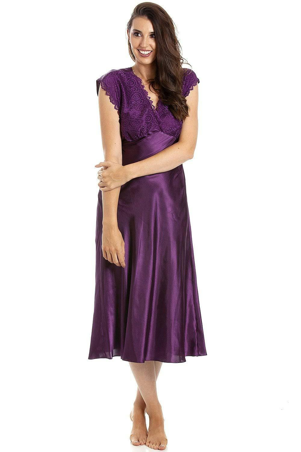 Camille Women's Purple Satin Chemises - 10-12
