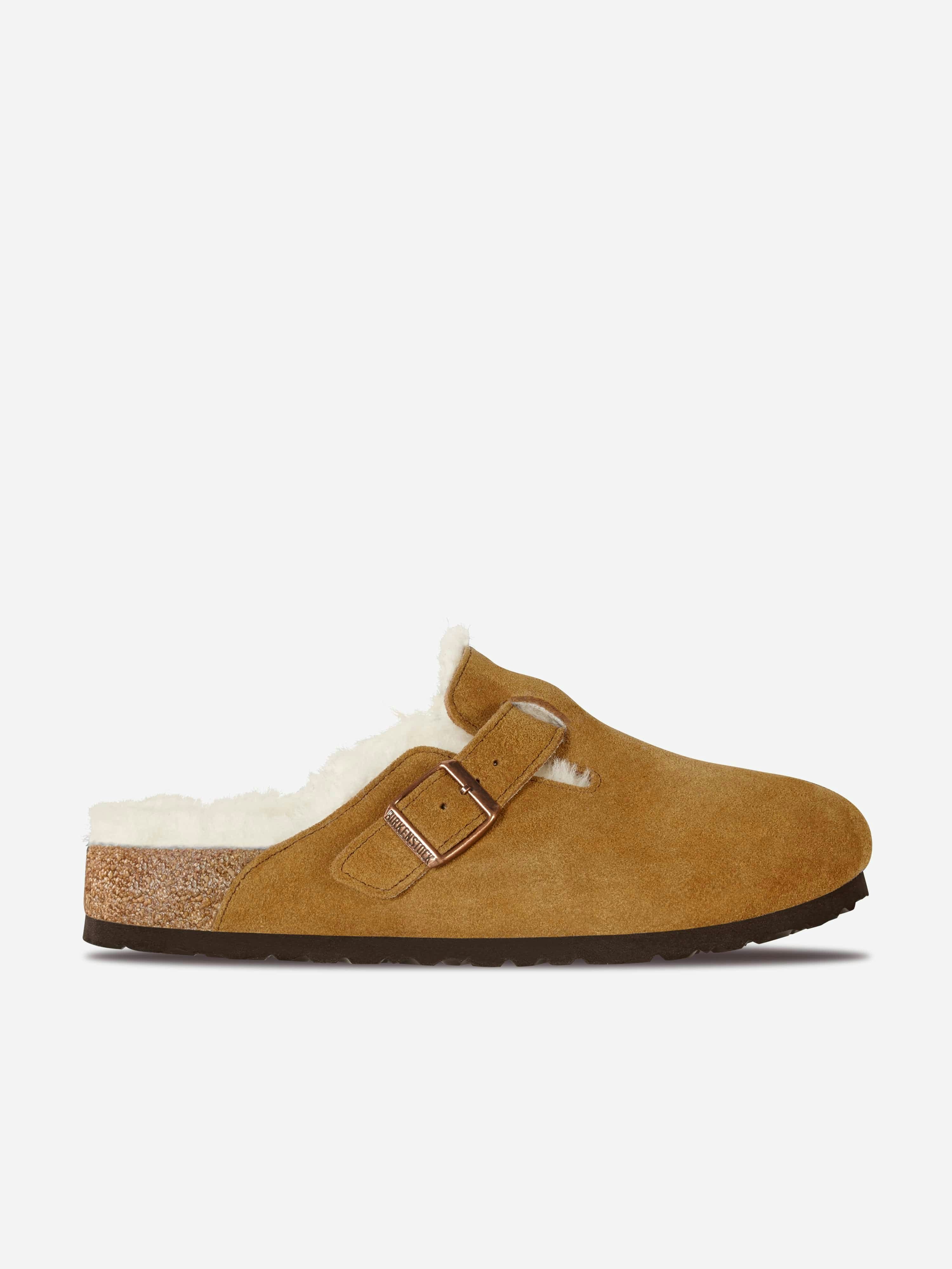 Birkenstock Brown Boston Shearling Suede Clogs In - Eu 40
